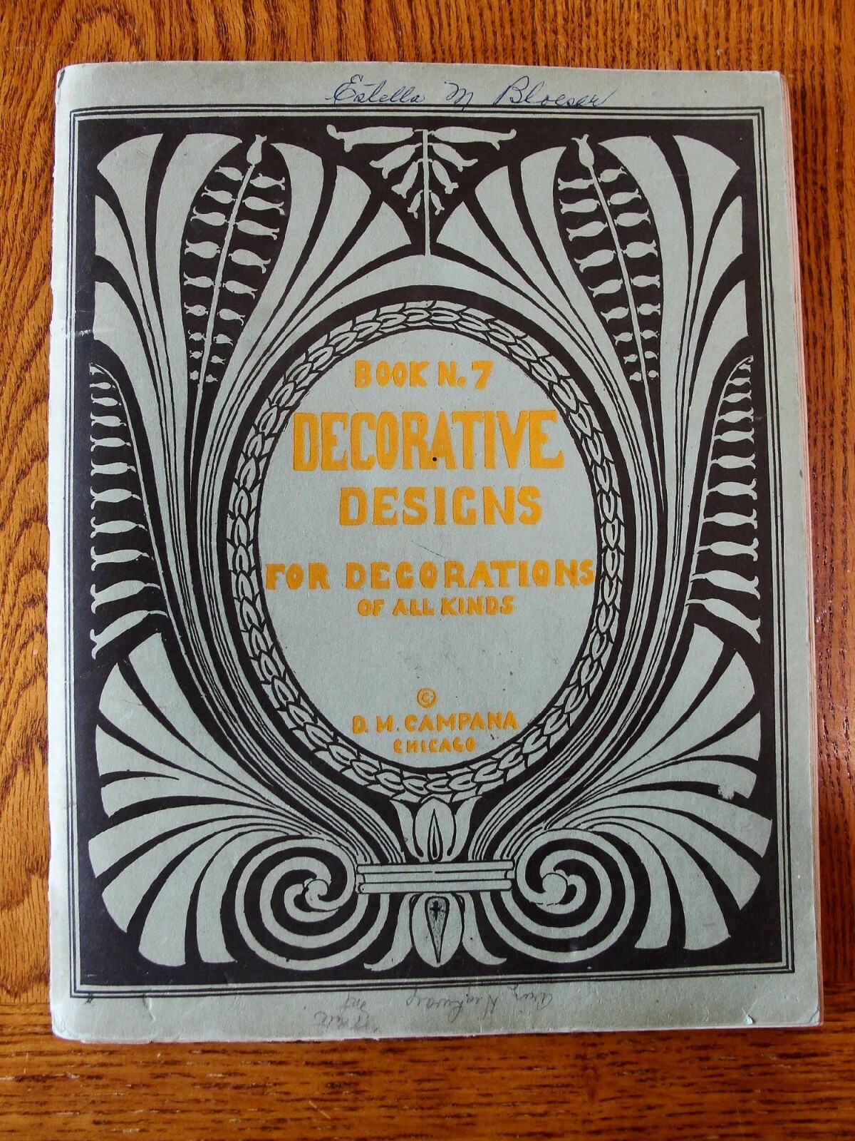 Decorative Designs Applied to Ceramic Crafts Book 7 By D.M. Campana Art Nouveau