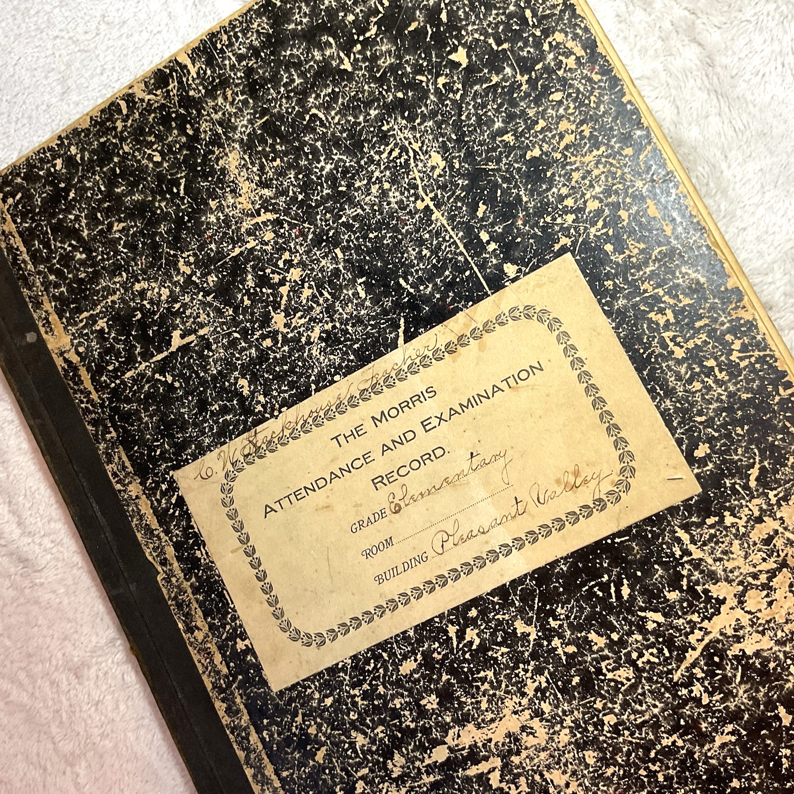 Antique Hand Written School Attendance Book Ledger 1905 Genealogy Stark Co Ohio
