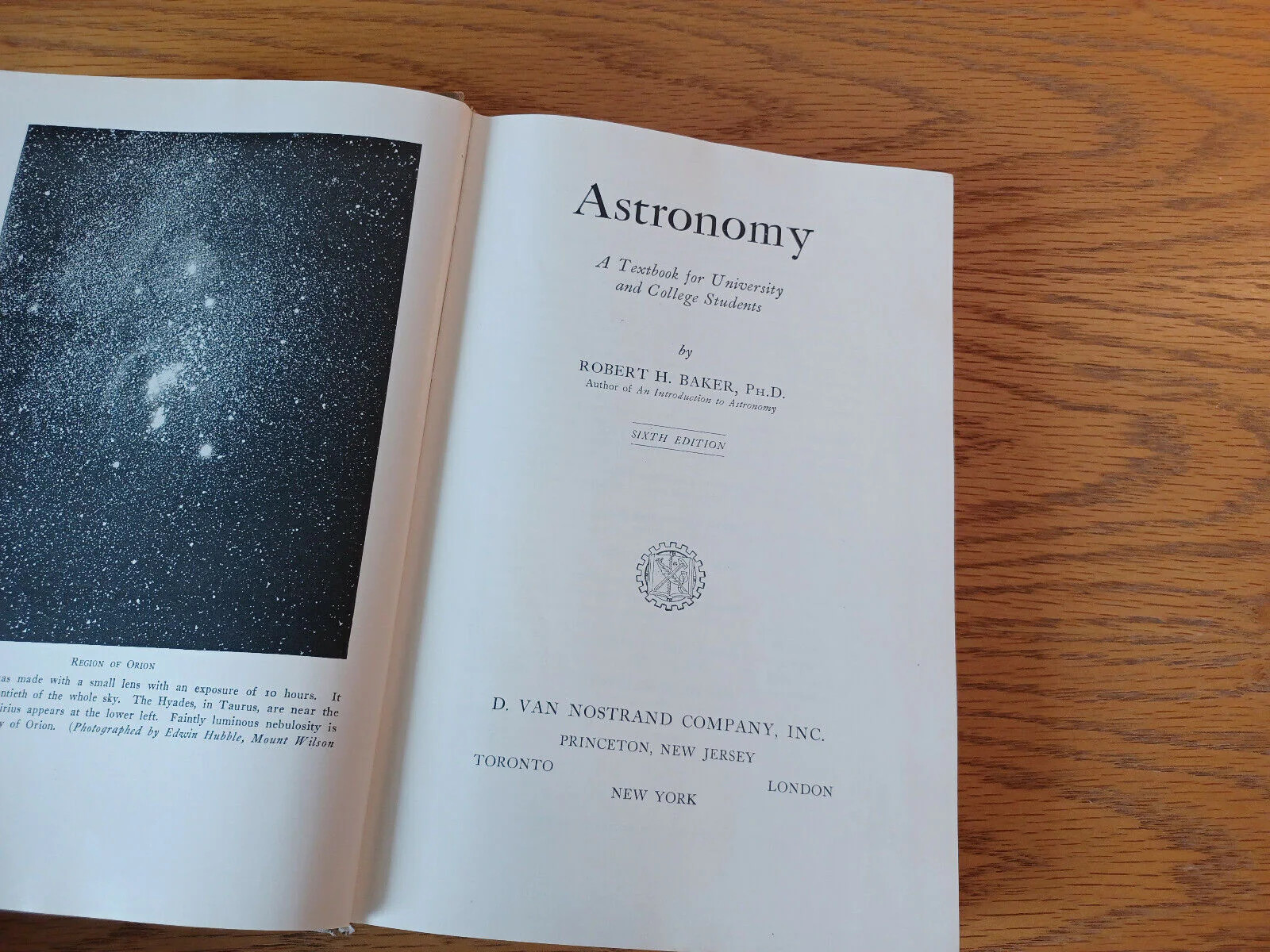 Astronomy Robert H Baker 1958 6th Edition Hardcover D. Van Nostrand
