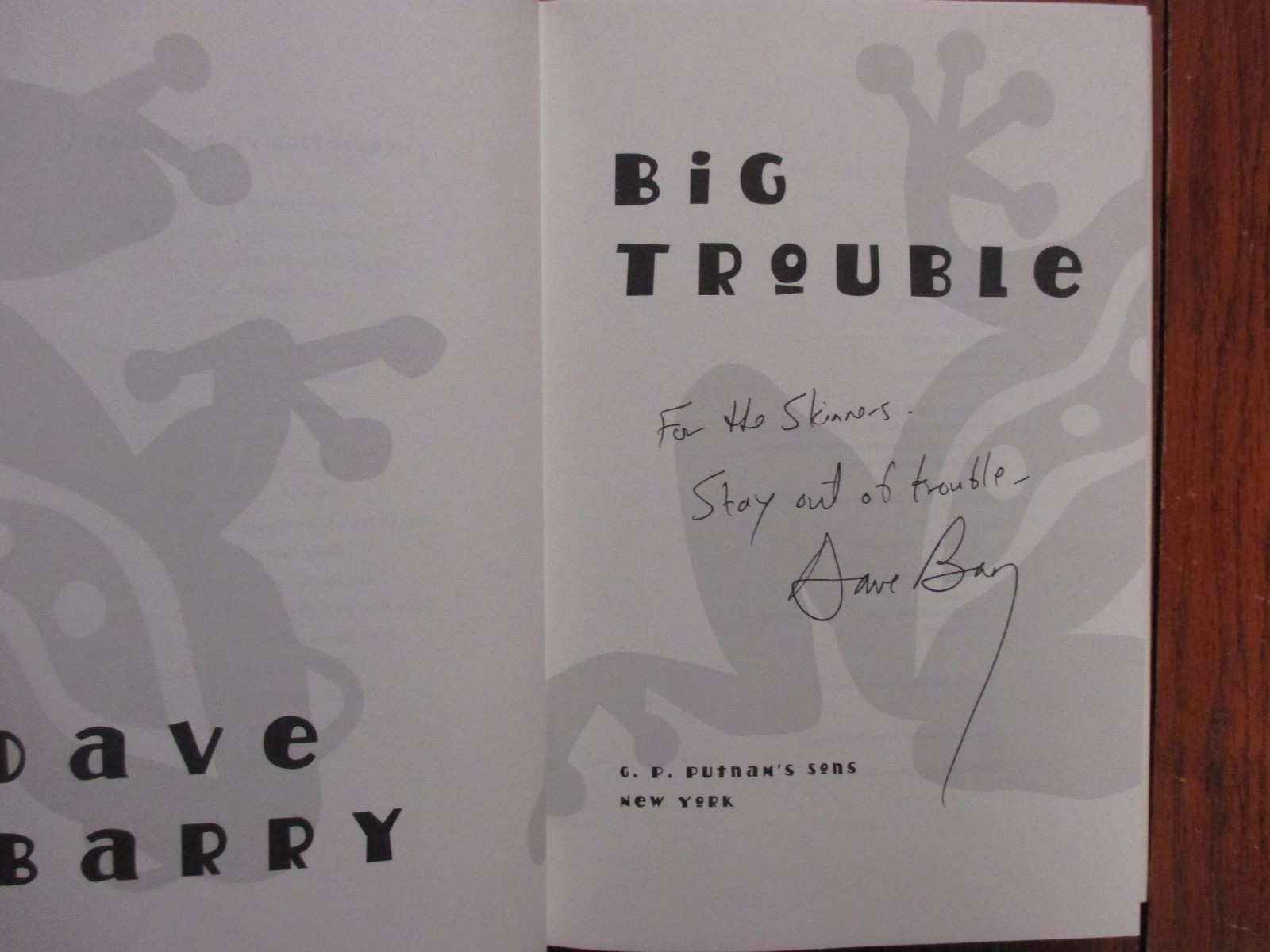 DAVE BARRY Signed Book („BIG TROUBLE“-1999 Edition Hardback)
