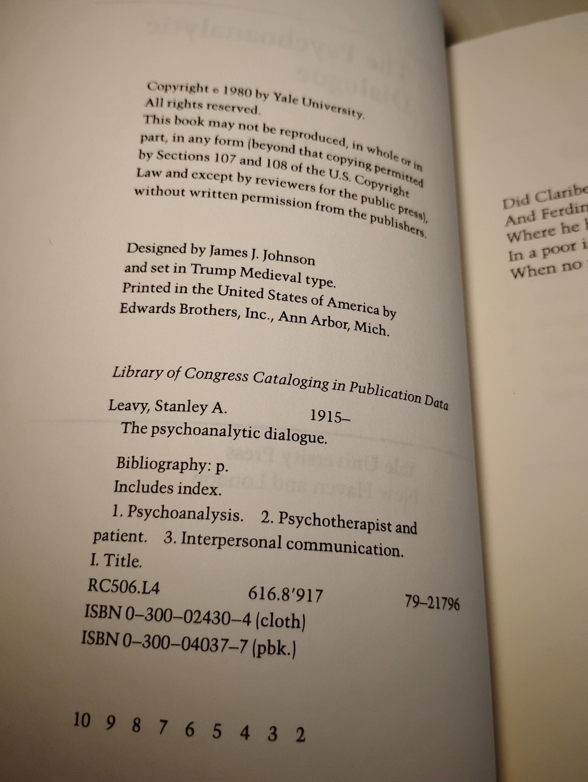 The Psychoanalytic Dialogue Stanley Leavy Yale University Press 1980 Psychiatry