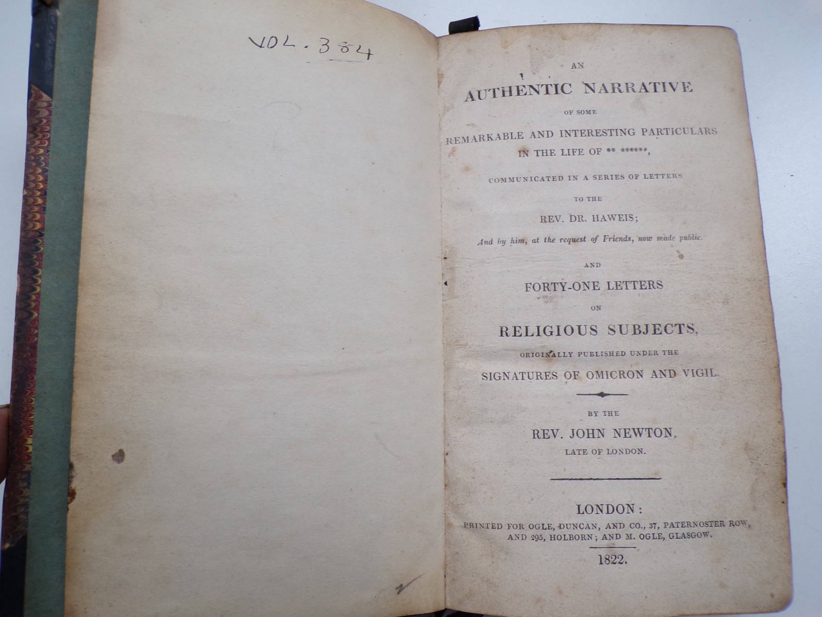 Rev John Newton 1822 Authentic Narrative To Rev Dr Haweis 41 Letters (Slave Ship