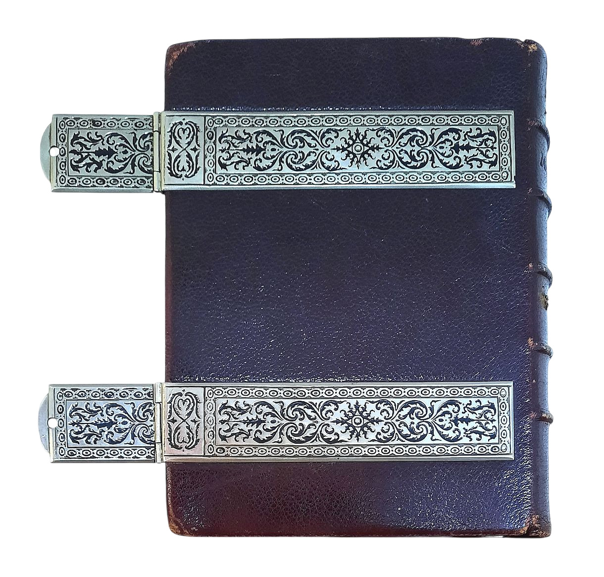 ? (1881) SILVER CLASPED Roman Missel ? ENGRAVED Christian Antique Bible Art RARE