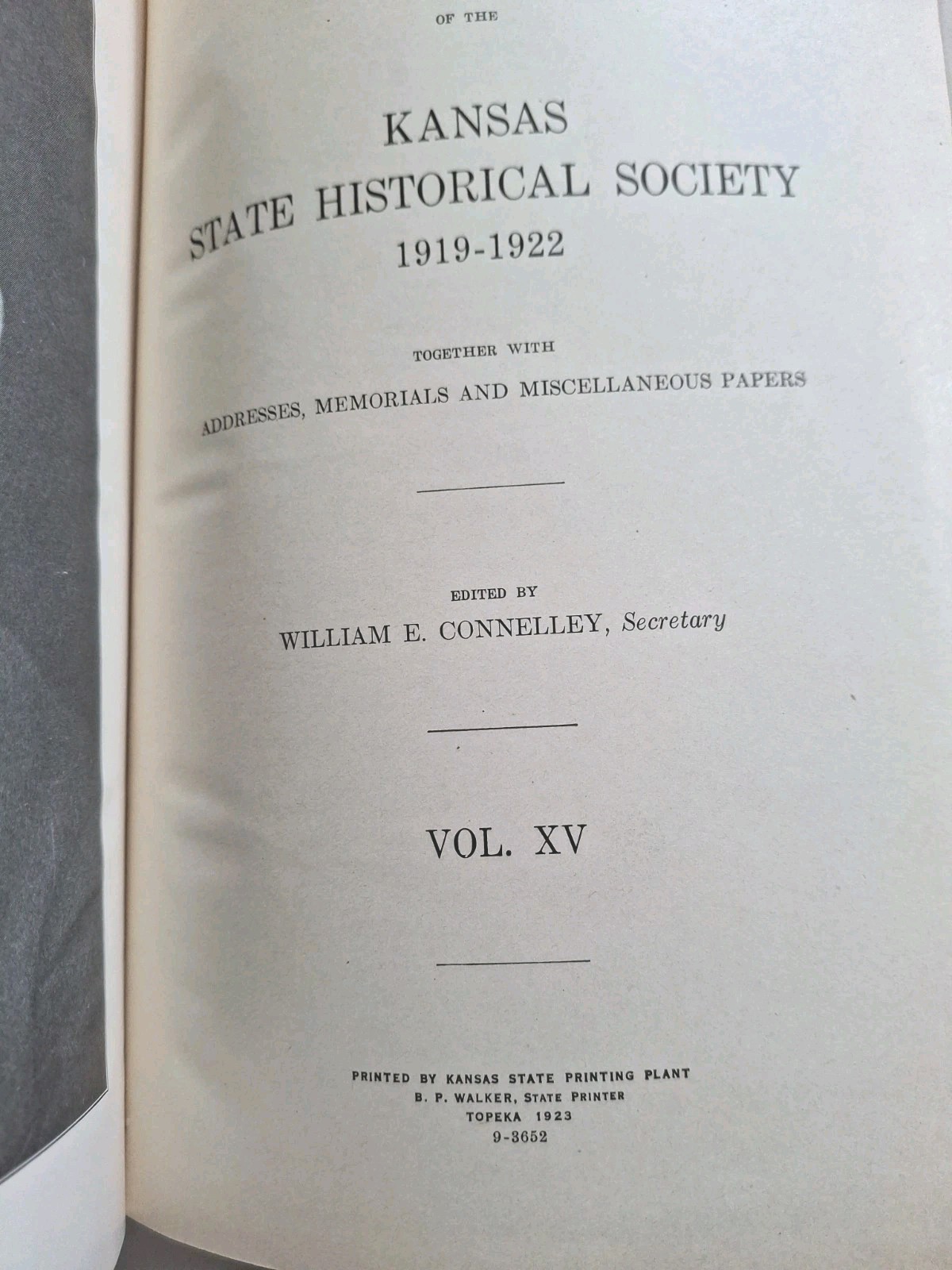 Kansas Historical Collections Vol 15 1919-1922 Kansas Historical Society
