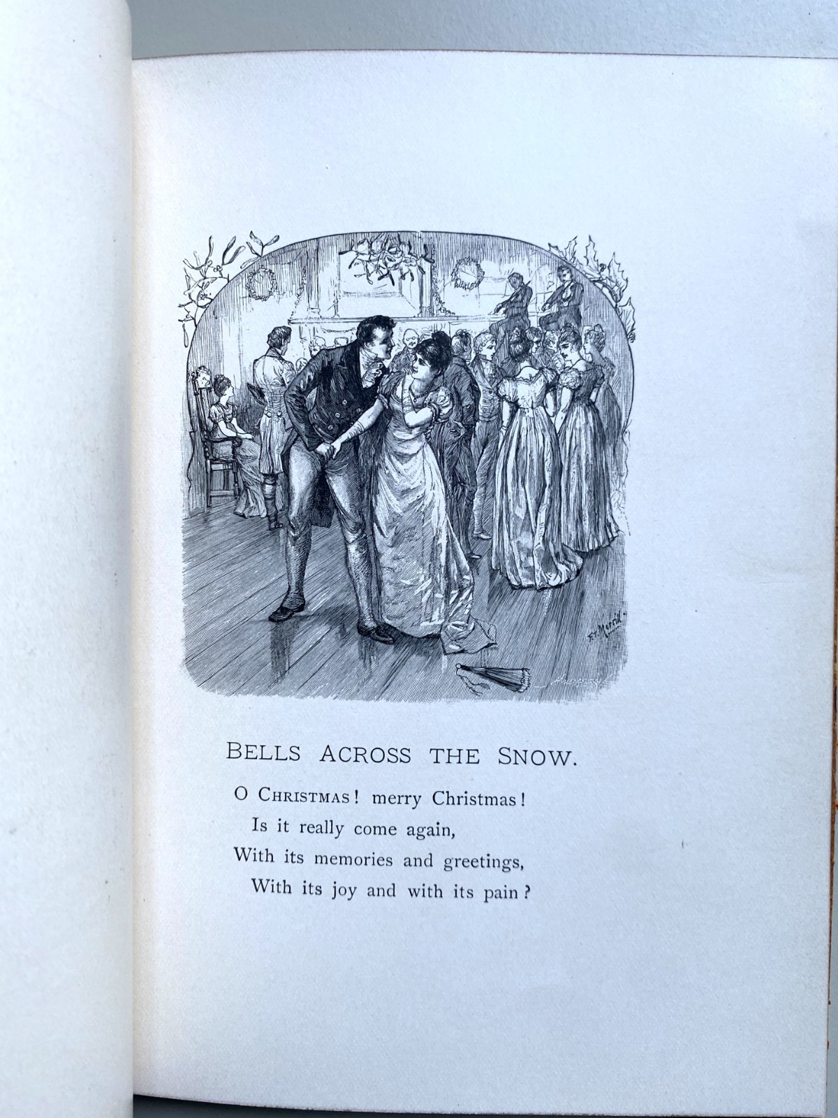 Antique 1882 BELLS ACROSS THE SNOW Christmas Illustrated Poetry Book Havergal