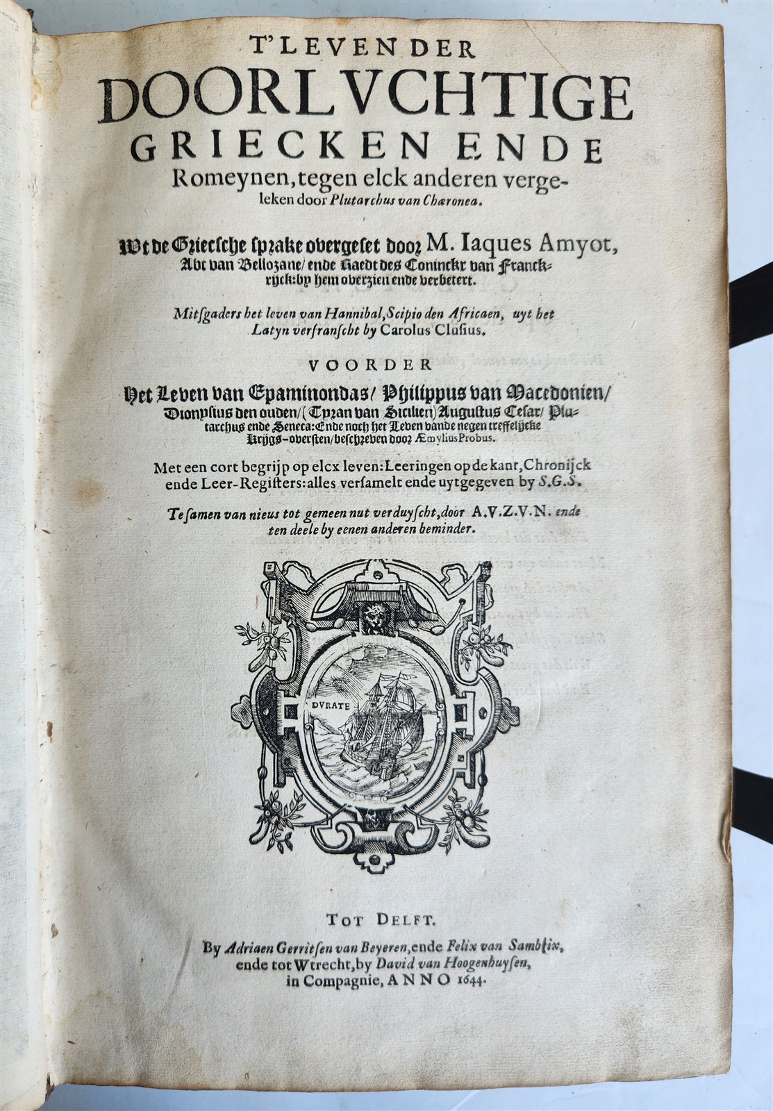 1644 PLUTARCH DUTCH antique Parallel Lives of illustrious Greeks & Romans FOLIO