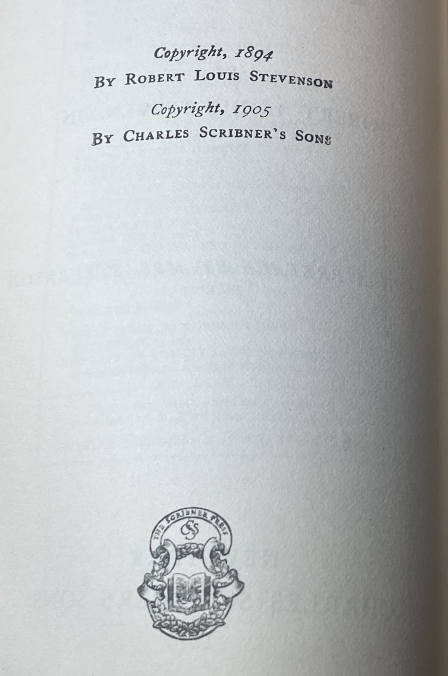 1913 Biographical Edition TREASURE ISLAND Robert Louis Stevenson Scribner’s Sons