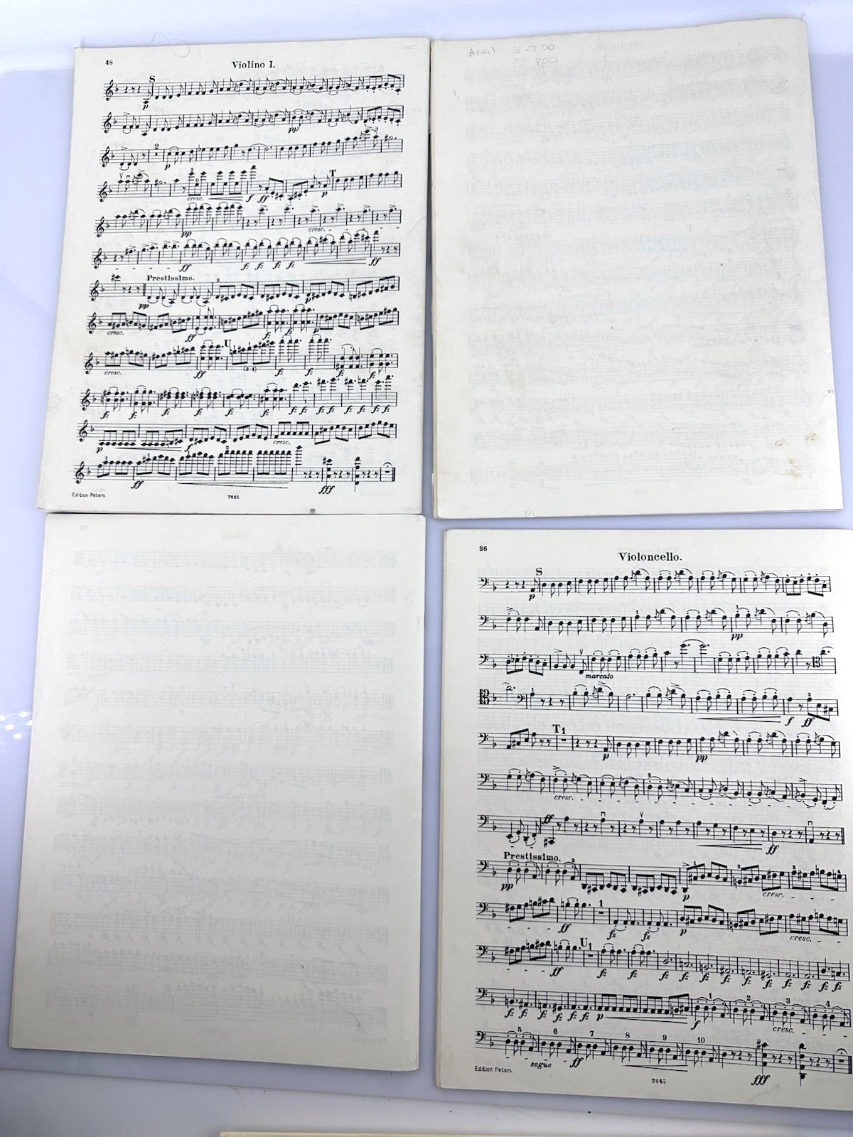 Vintage Schubert String Quartet Parts Band I C.F. Peters Complete Set D810 D804