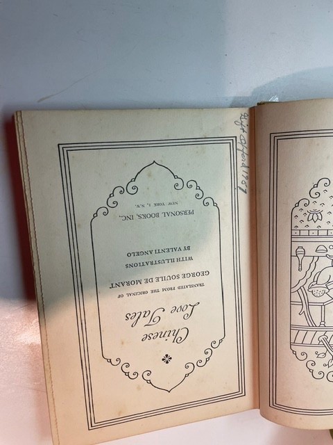 „Chinese Love Tales“ 1935 first edition illustrated by Valenti Angelo