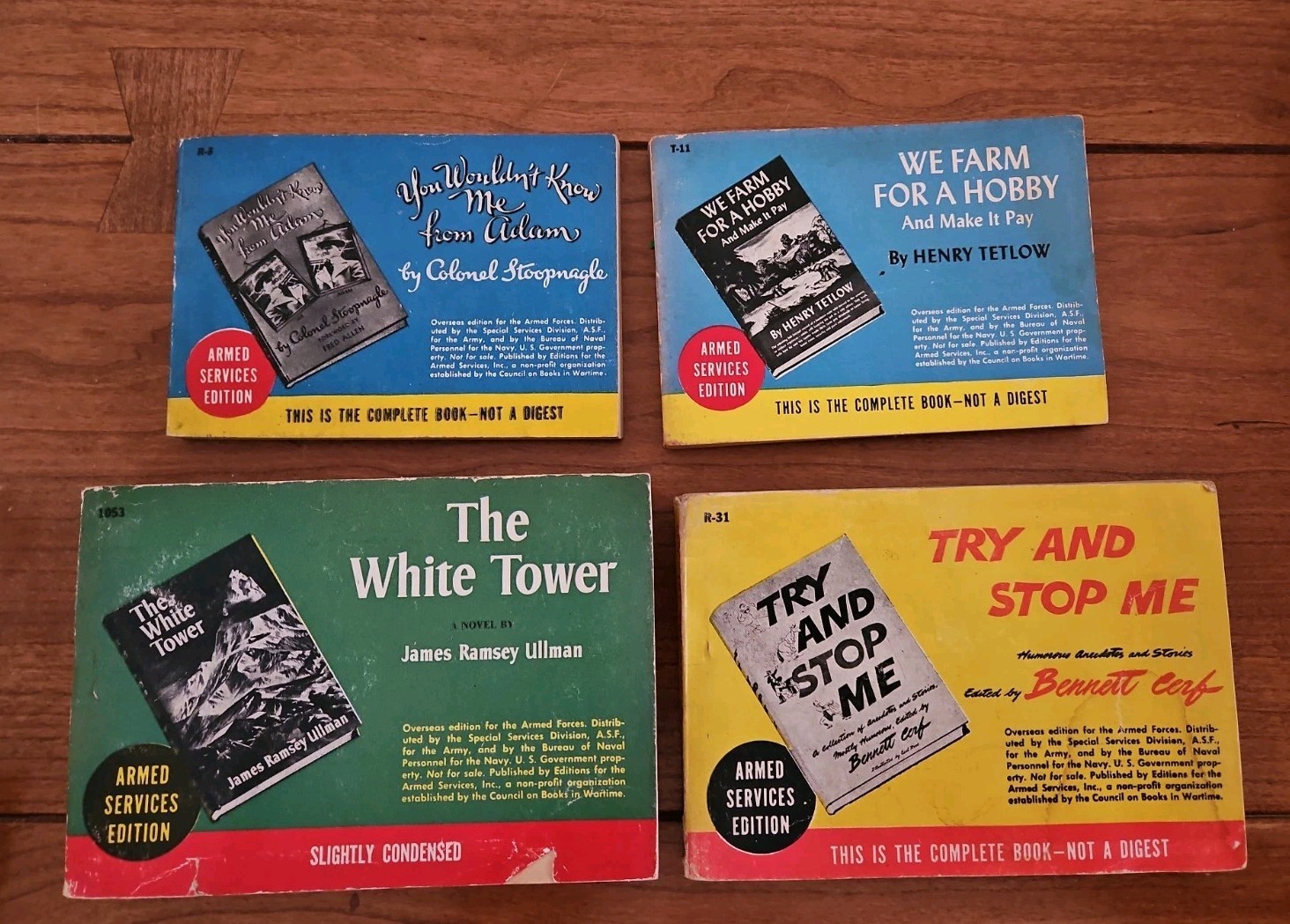 Armed Services Edition 4 Book Lot R-31, T-11, R-8, 1053
