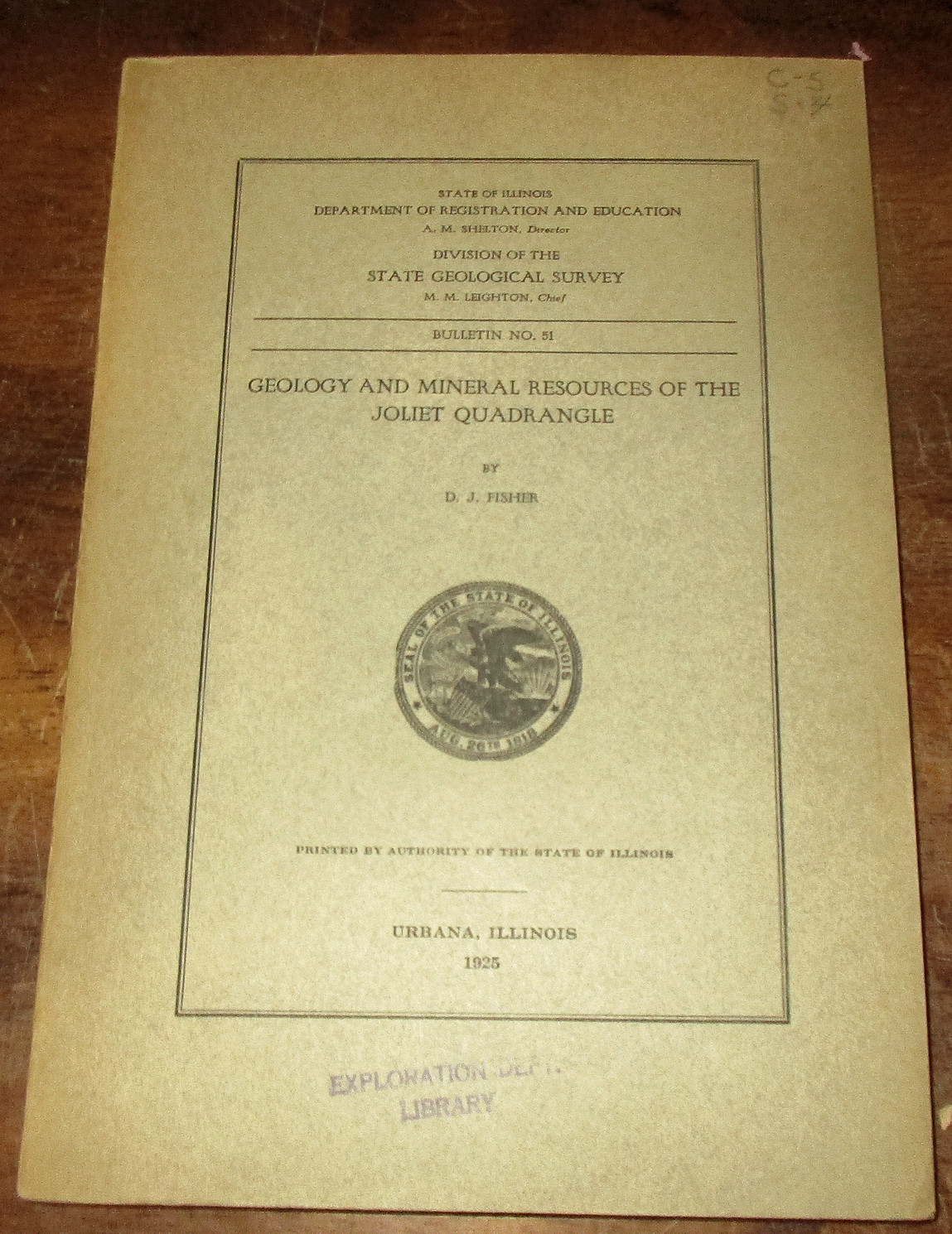 GEOLOGY PALEONTOLOGY NORTHEASTERN ILLINOIS 1925 JOLIET QUADRANGLE REPORT W/ MAP