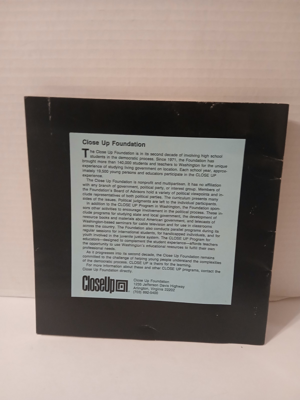 The Close Up Program 1984 Nonpartisan Citizenship Experience In Washington D.c.