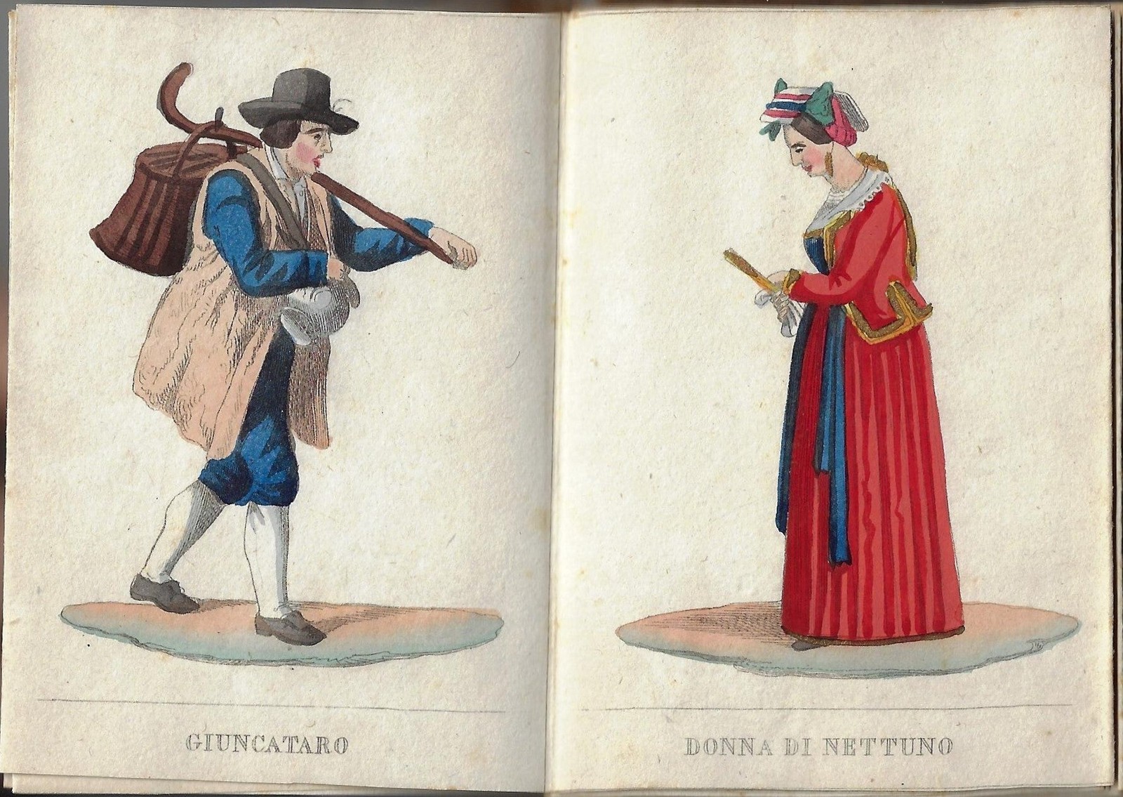 Ca. 1840 Italian Costume Clothing Character Book 30 Hand-Colored Plates