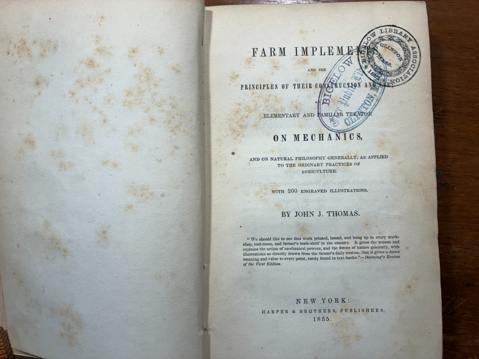 1855 FARM IMPLEMENTS Construction & Use MECHANICS Physics ENGINEERING Machines