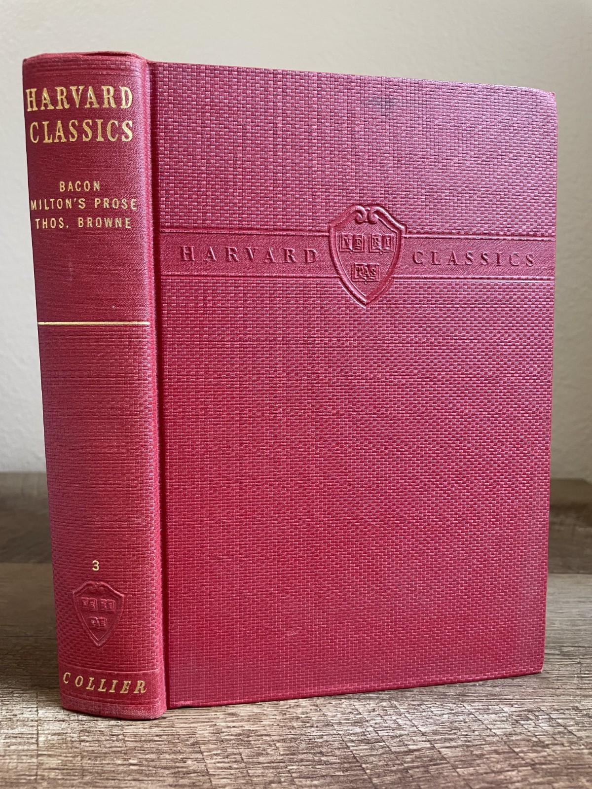 The Harvard Classics BACON MILTON BROWNE 1937, 5 Foot Shelf of Books, Vol 3