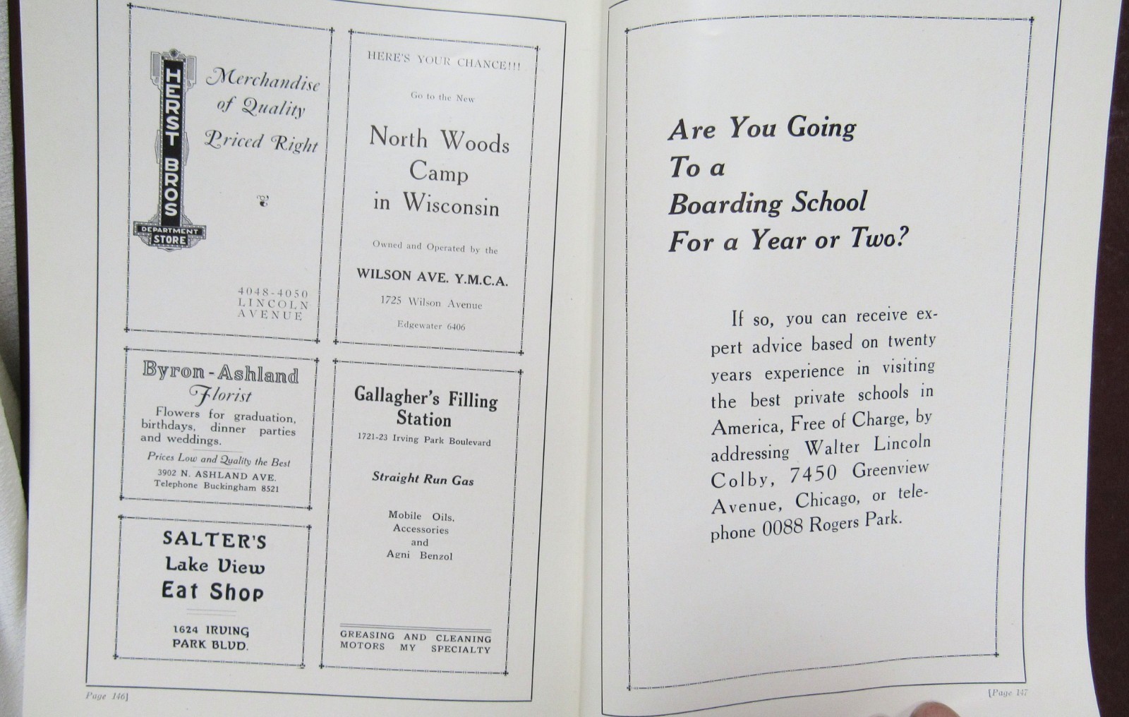 1925 Lake View High School Chicago Illinois The Red & White Yearbook Book