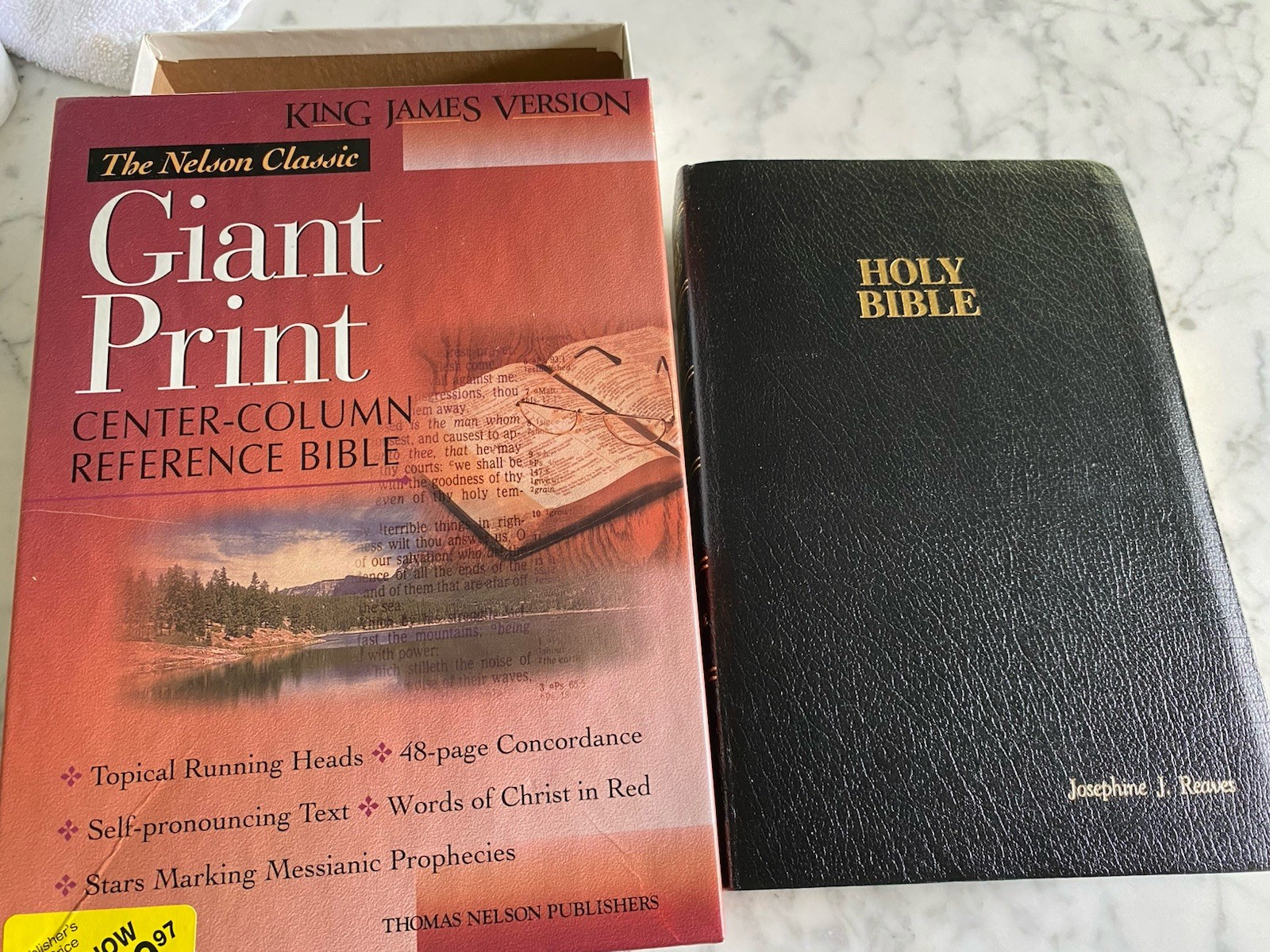 Holy Bible black KJV Giant Print Reference red letter Nelson Regency 1990 in box