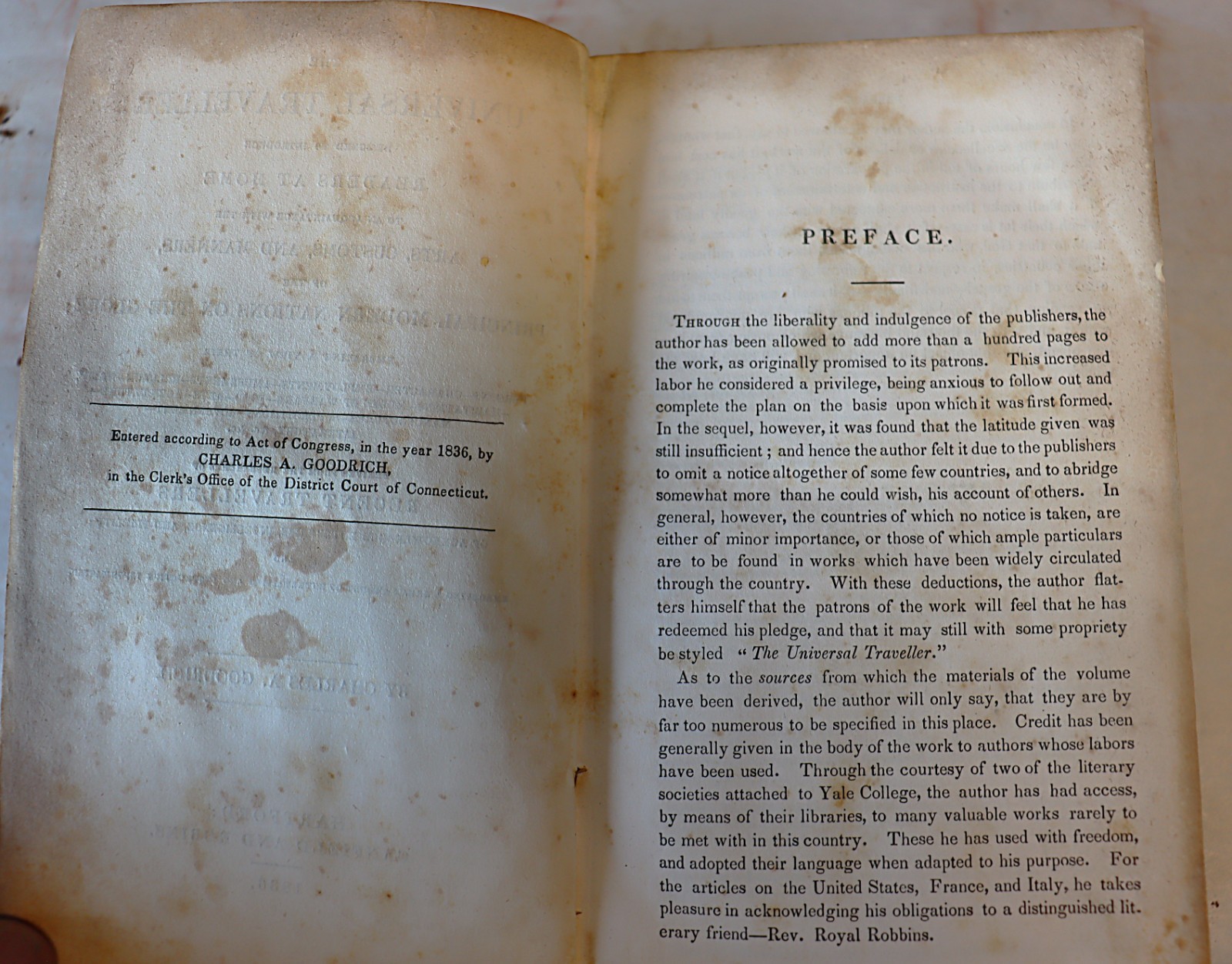 The Universal Traveller by Charles A Goodrich Hartford Canfield and Robins 1836