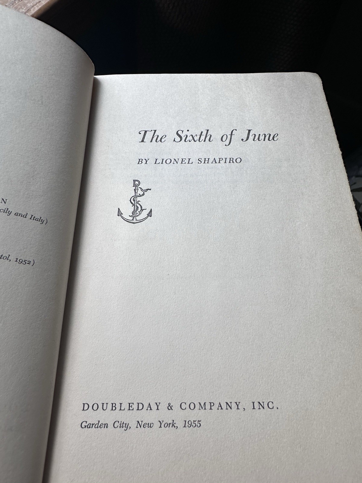 The Sixth of June by Lionel Shapiro FIRST EDITION HARDCOVER (no DJ)