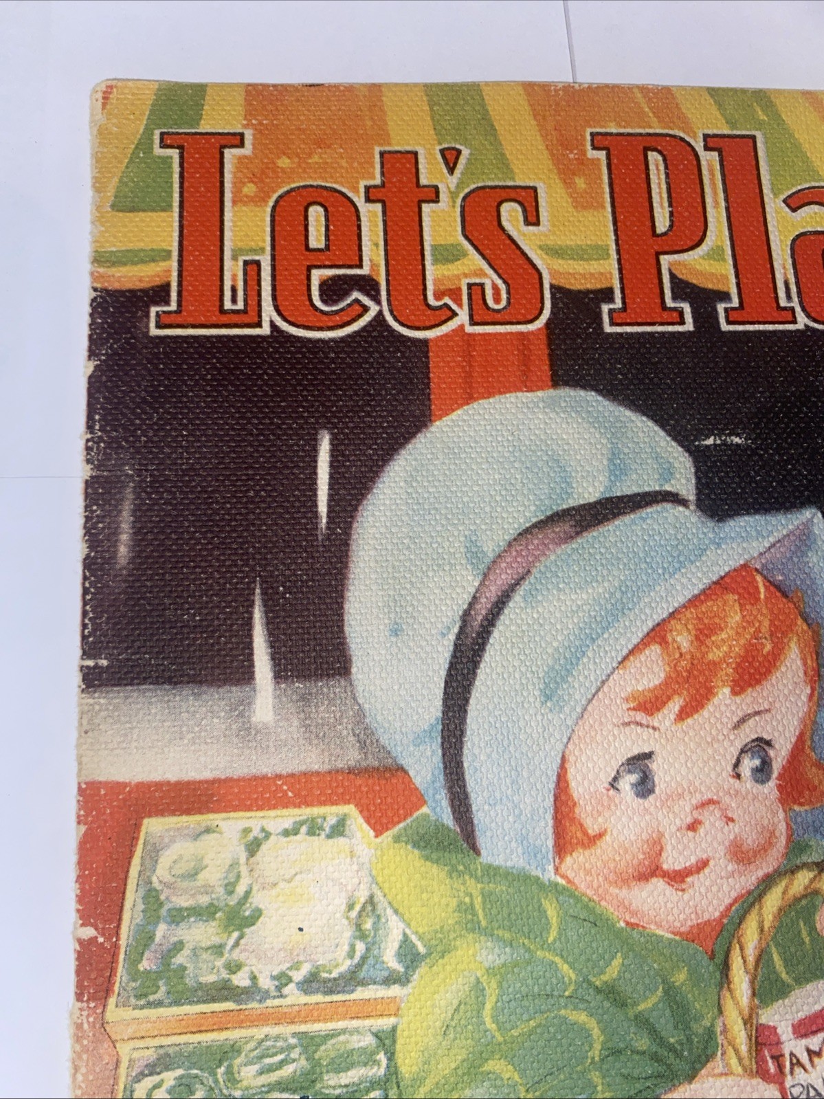 Let’s Play Store, Let’s Play Postman Vtg Linen Children’s Books 1936 13” X 12”