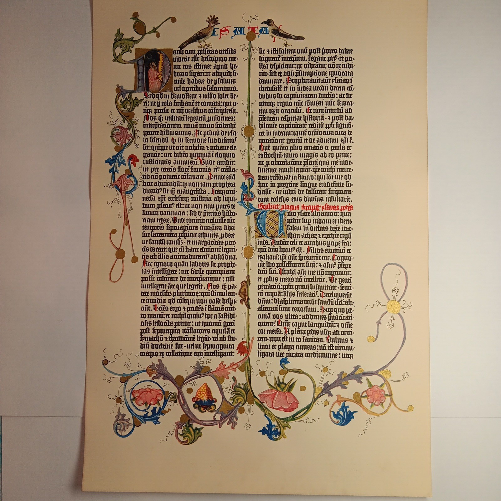 Isaiah Gutenberg Bible Illuminated Facsimile Leaf 1961 Cooper Square Publishers
