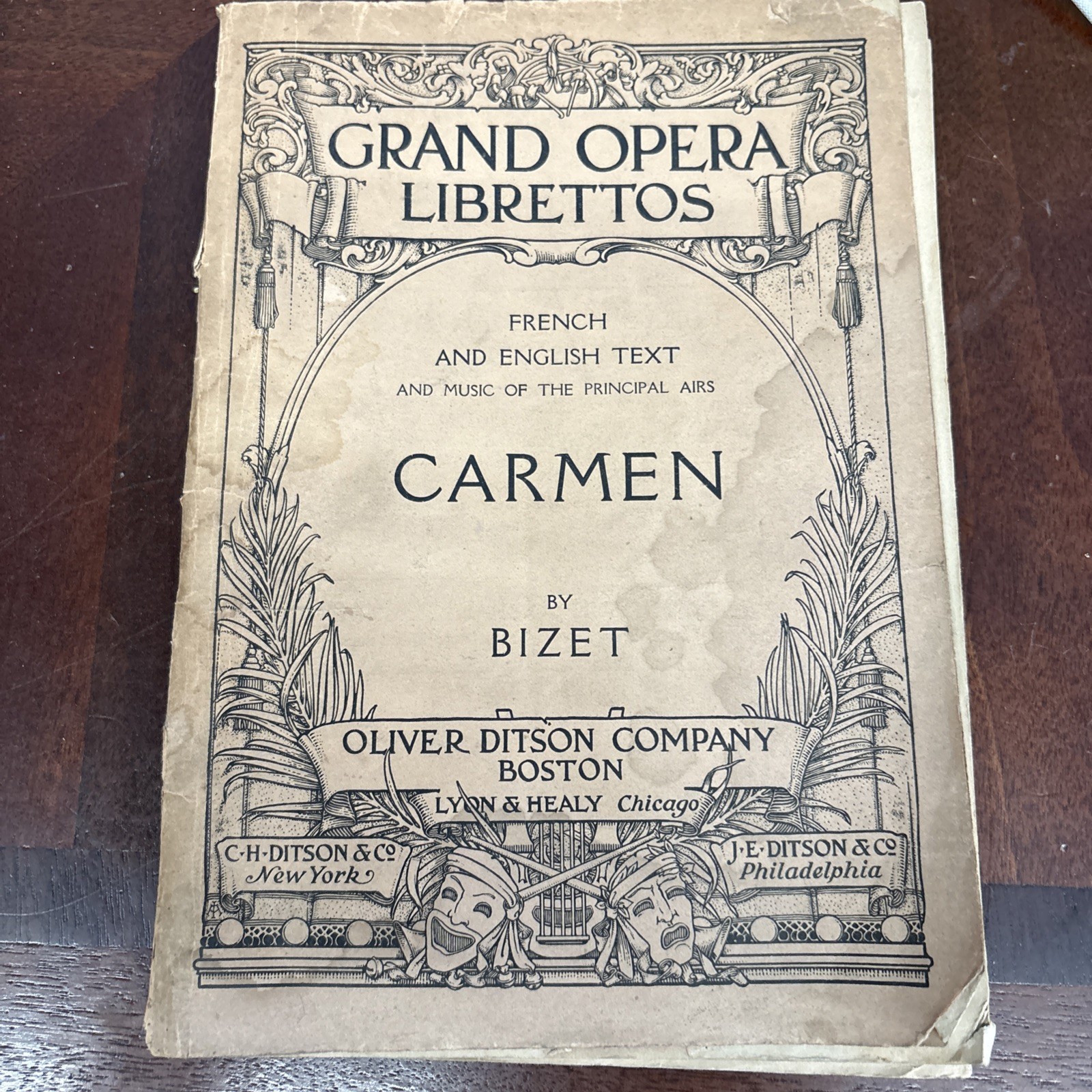 Grand Opera Librettos ~ CARMEN by Bizet ~French & English Text ~Oliver Ditson Co