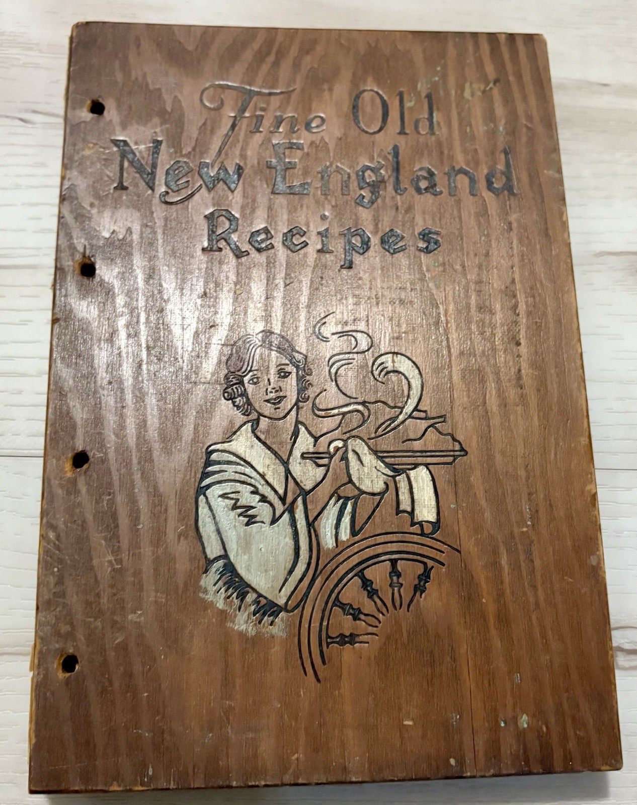 Vintage Fine Old New England Recipes Cook Book Wood Covers 1936 300 Recipes
