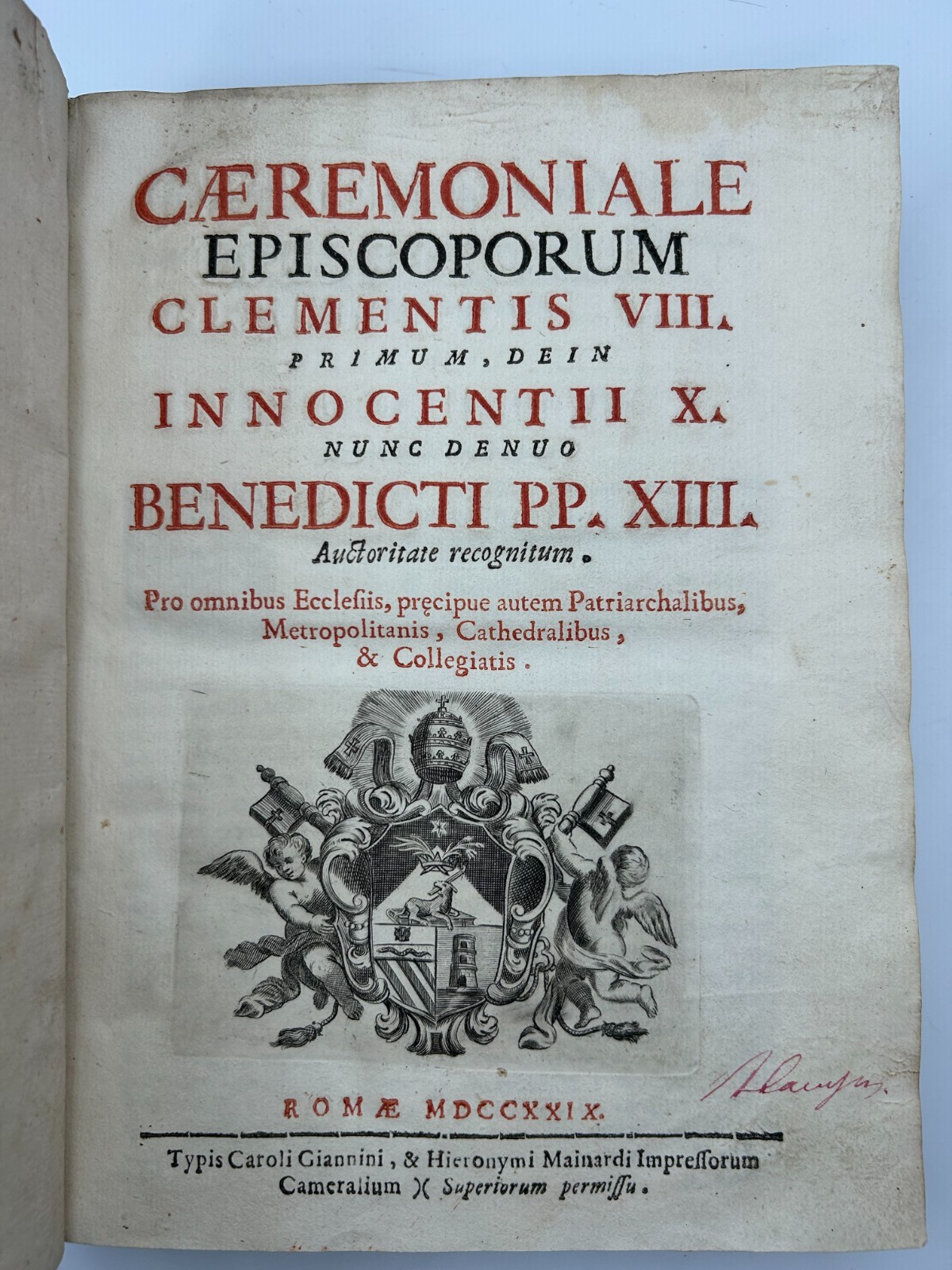 1729 Caeremoniale Episcoporum Catholic Church Antiquarian Rare Book VG Condition