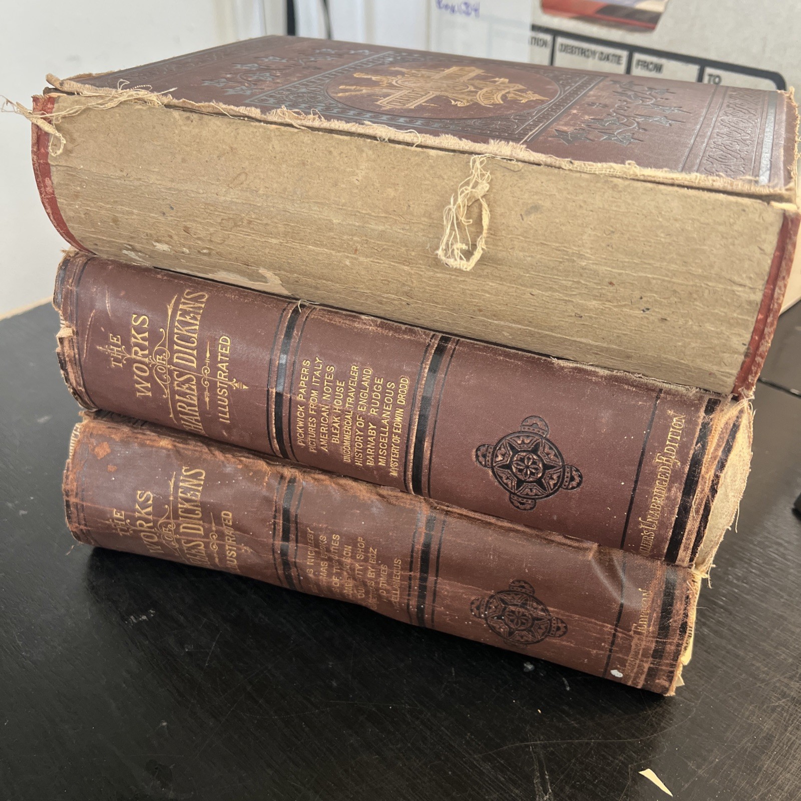 The Works Of Charles Dickens 3 Volume Set P F Collier Poor Condition 1879, 1880