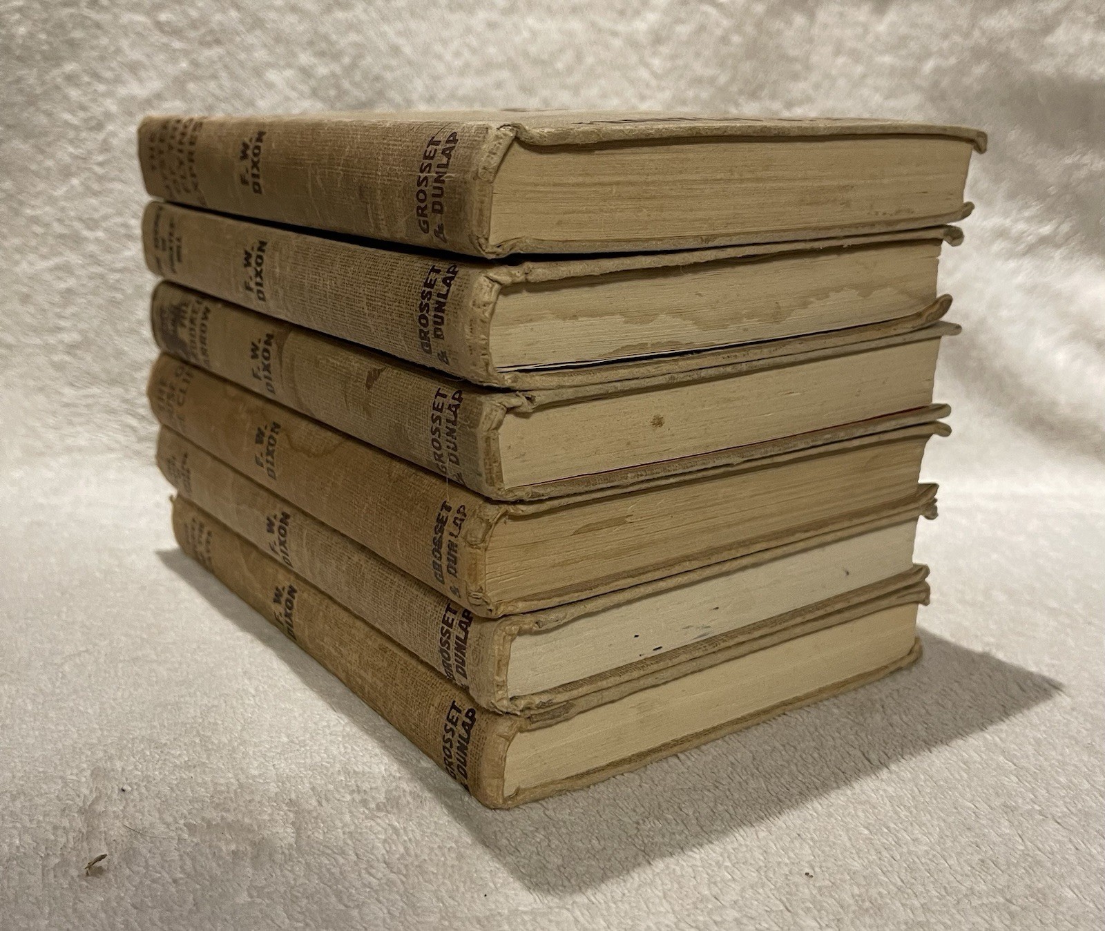 Hardy Boys Vtg HC Lot Of 6 Books F.W. Dixon Tweed Tan