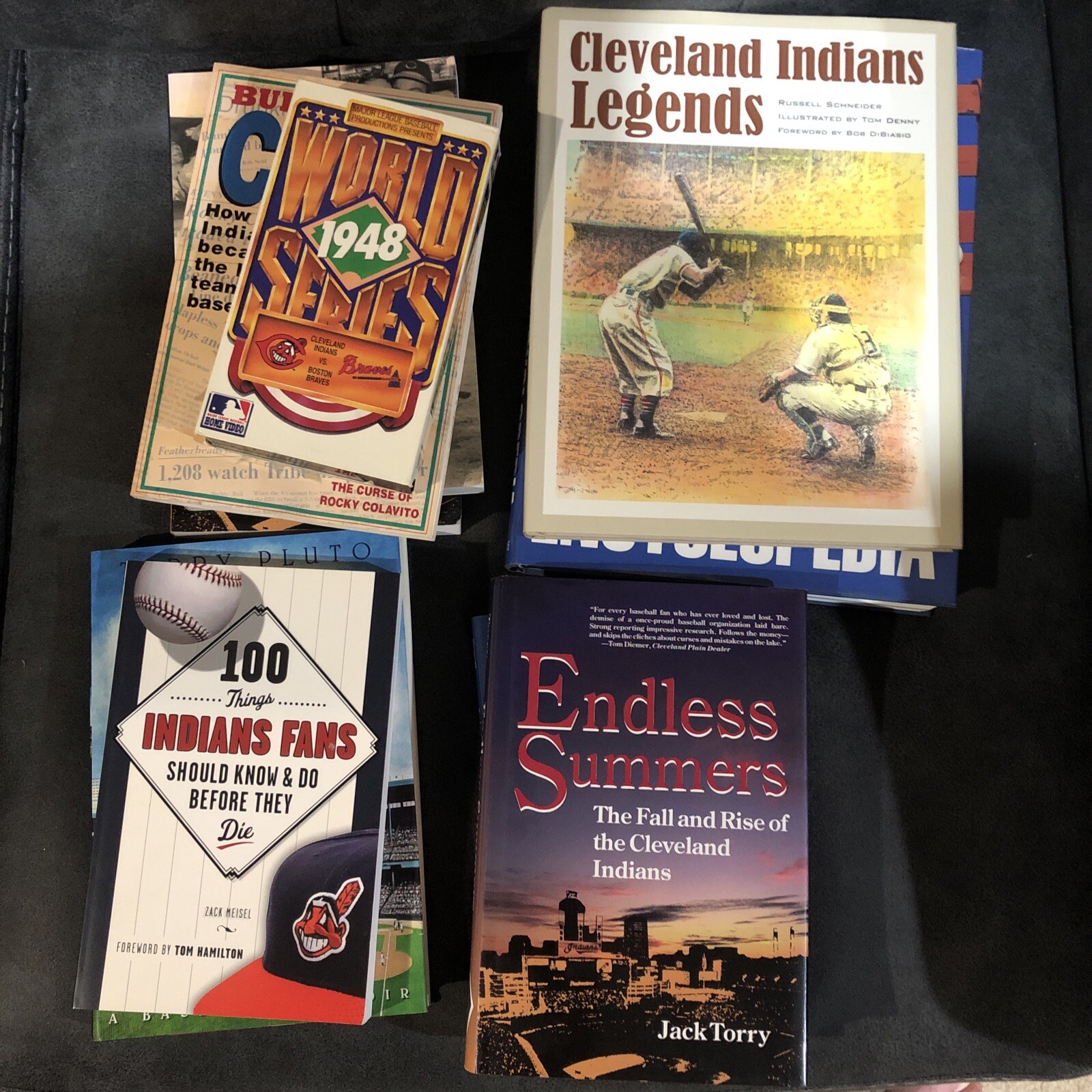 Huge Lot of 10 Cleveland Indians Books VHS Periodical Team History Info 1948 WS
