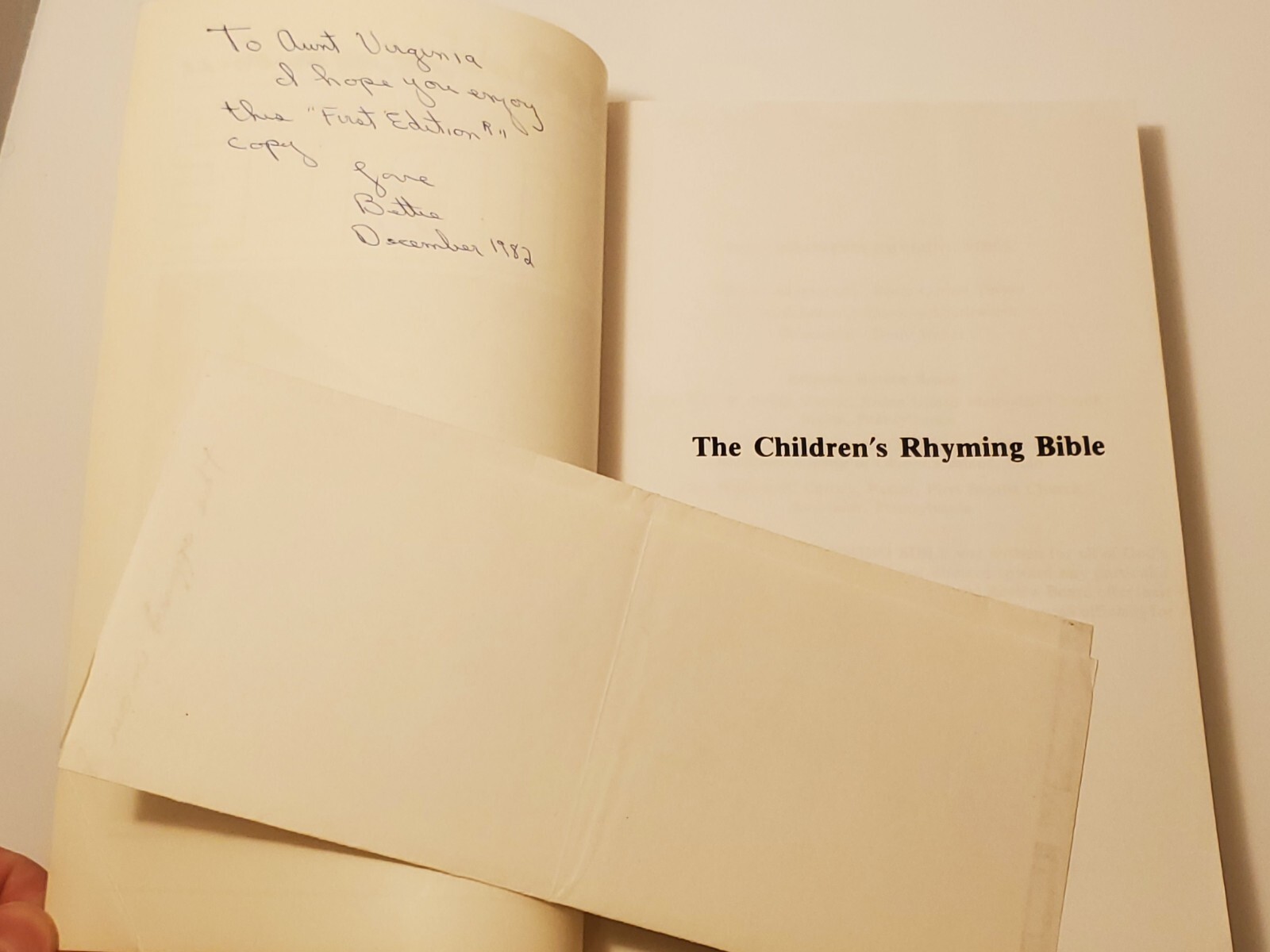 1982 The Children’s Rhyming Bible in verse signed by author Bettie Tucker