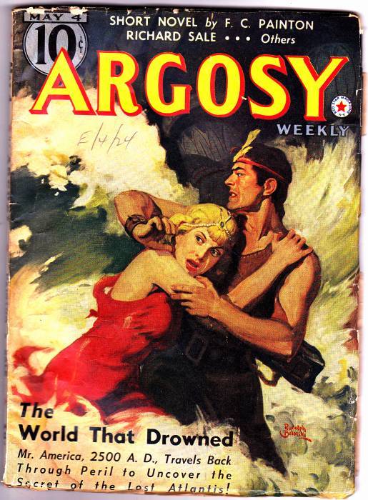 Pulp ARGOSY May 4, 1940 – Rudolf Belarski cover, Science Fiction, Atlantis story