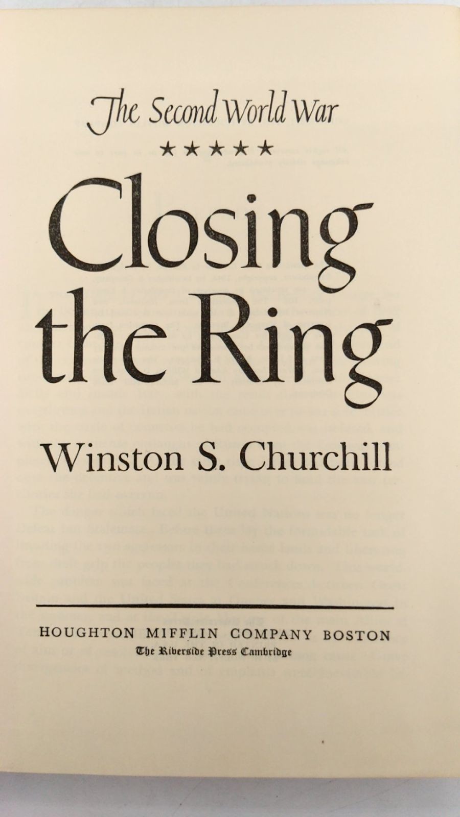 Closing the Ring Winston S. Churchill Hardcover 1951