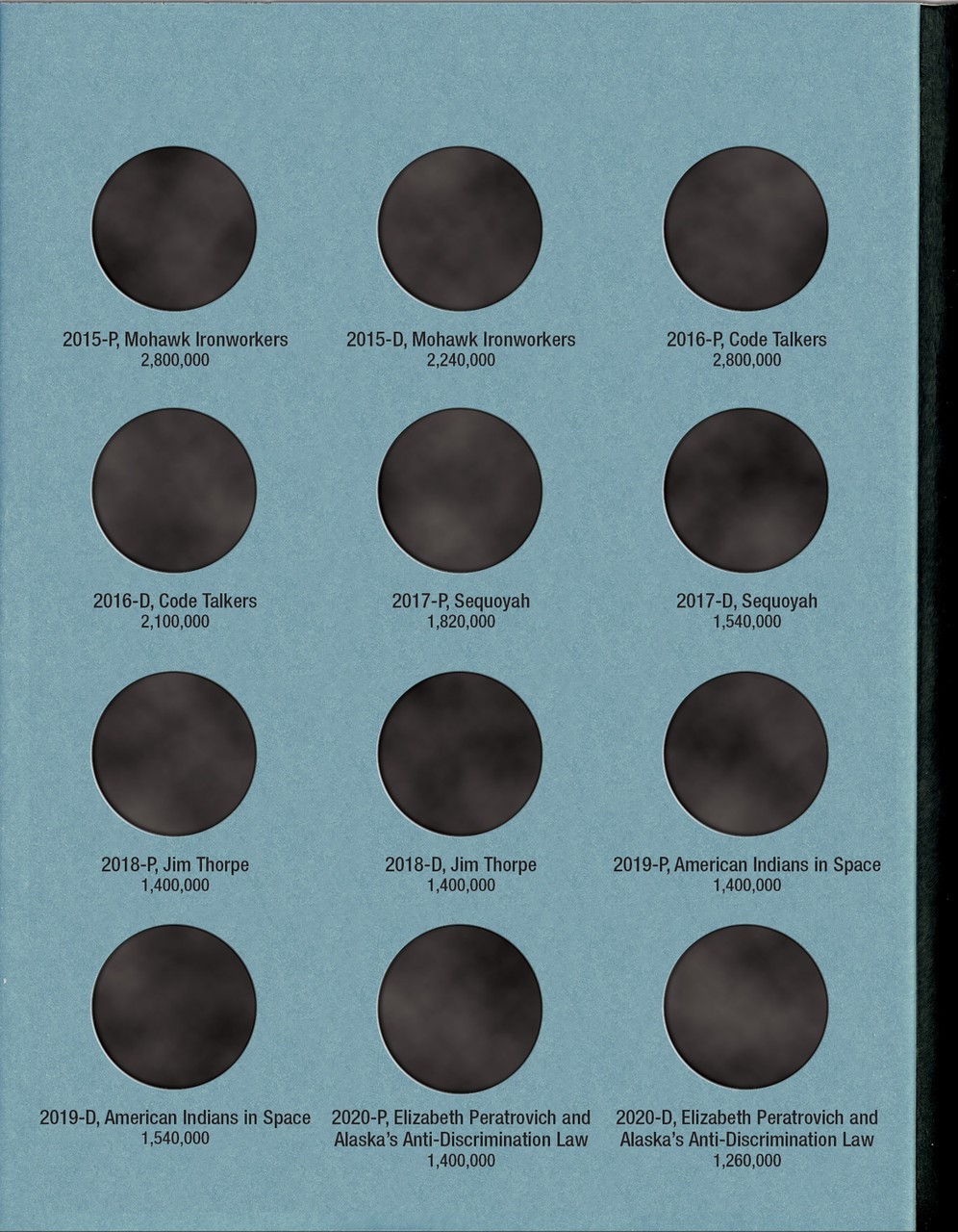 Whitman New Coin Folder For US Native American Dollars 2009 – Date Album 3163