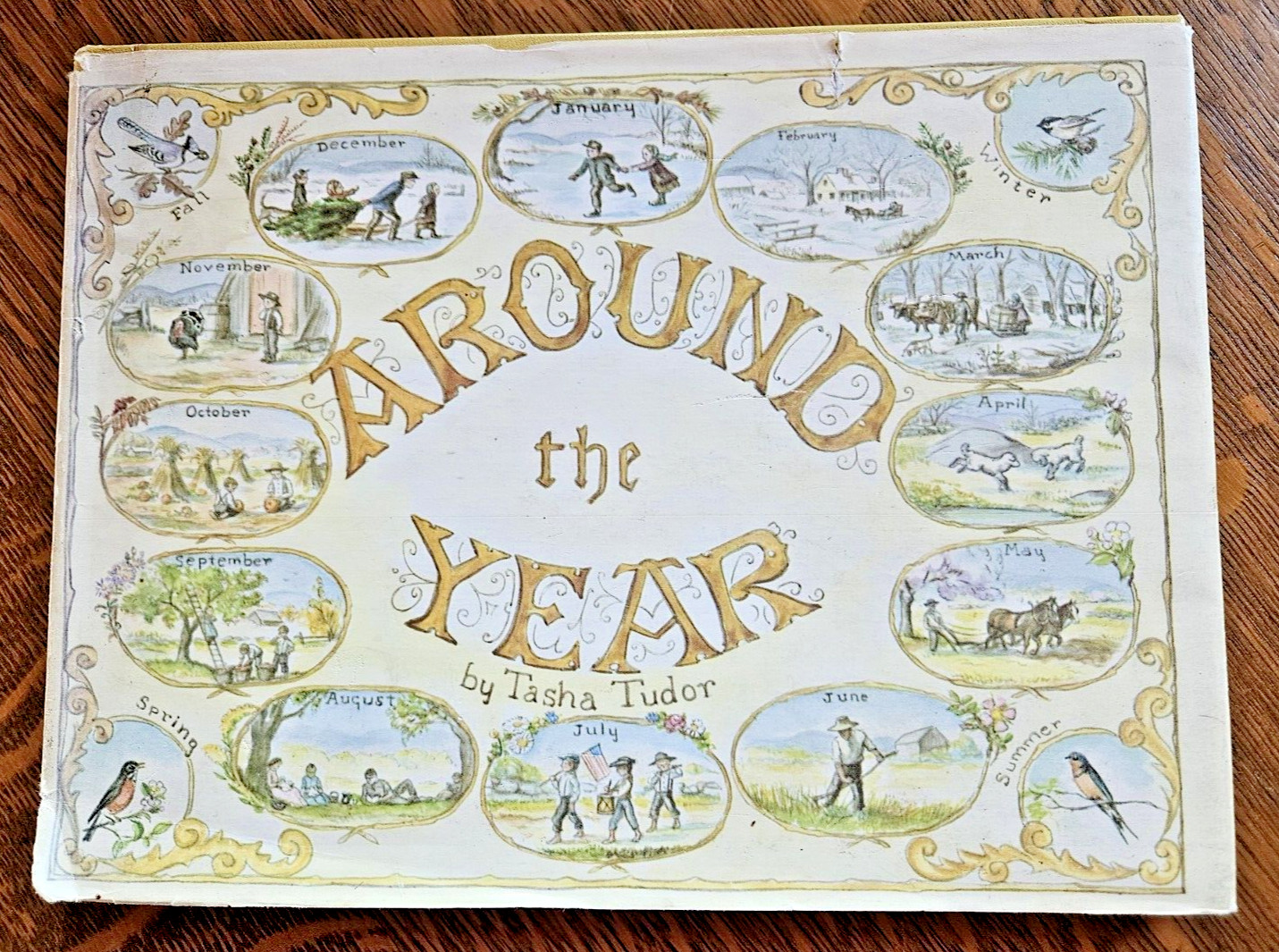 AROUND THE YEAR Tasha Tudor 1957 Hardcover w/ Dust Jacket RARE 1st