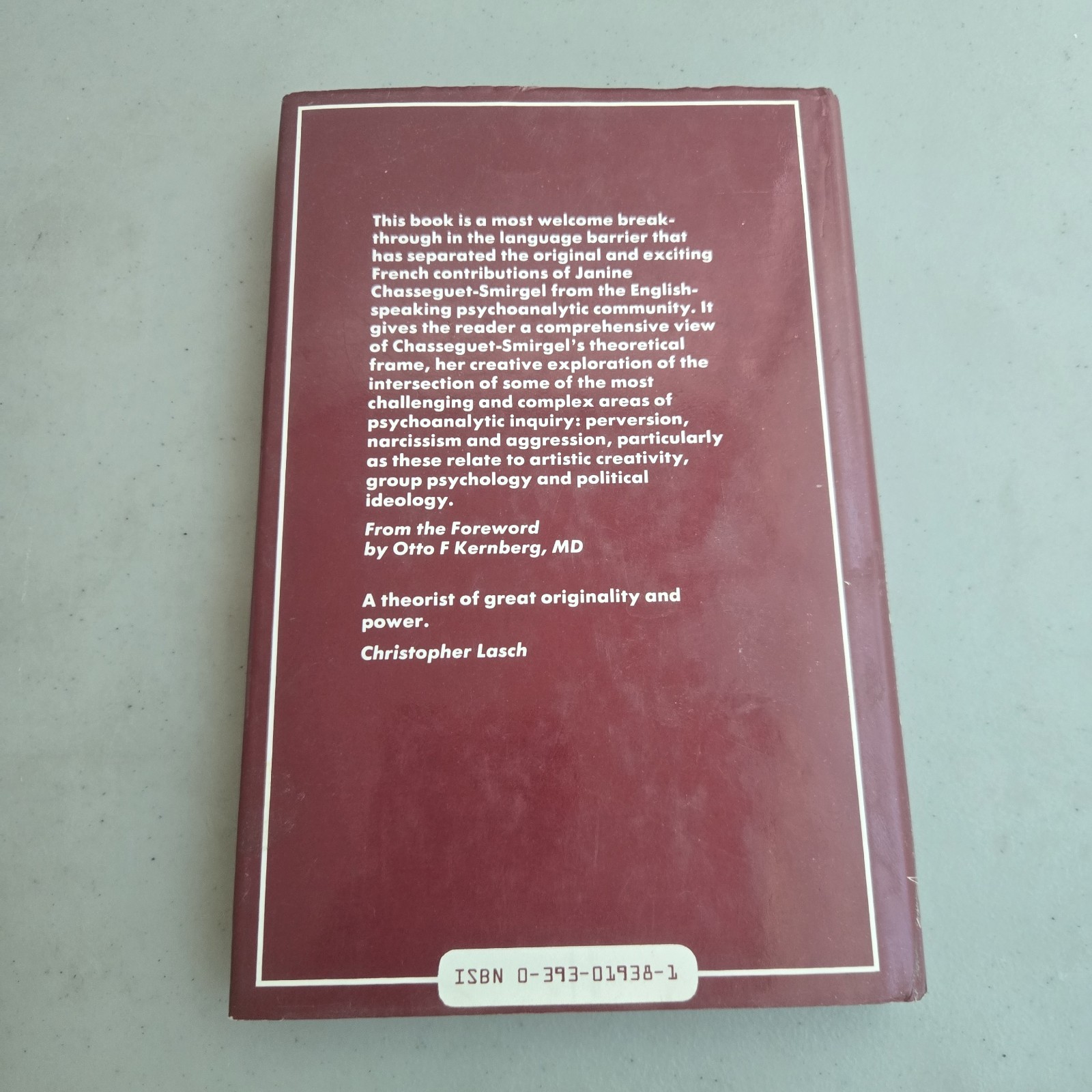 Janine CHASSEGUET-SMIRGEL / Creativity and Perversion 1st Ed HCDJ 1985 *Flaw