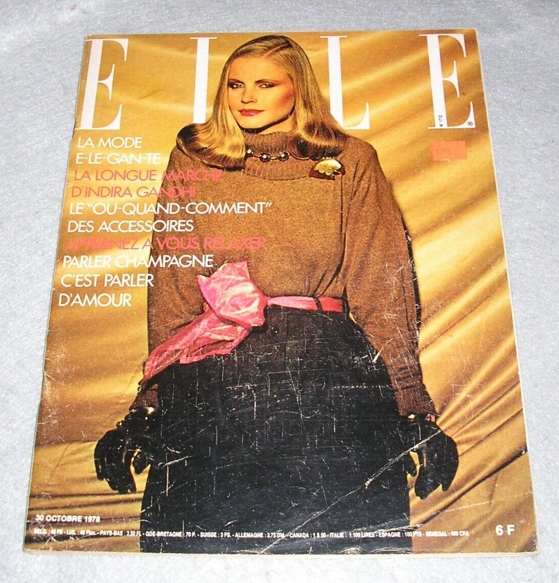Vintage Women’s Fashion Book ELLE Magazine French Haute Couture Beauty Oct. 1978