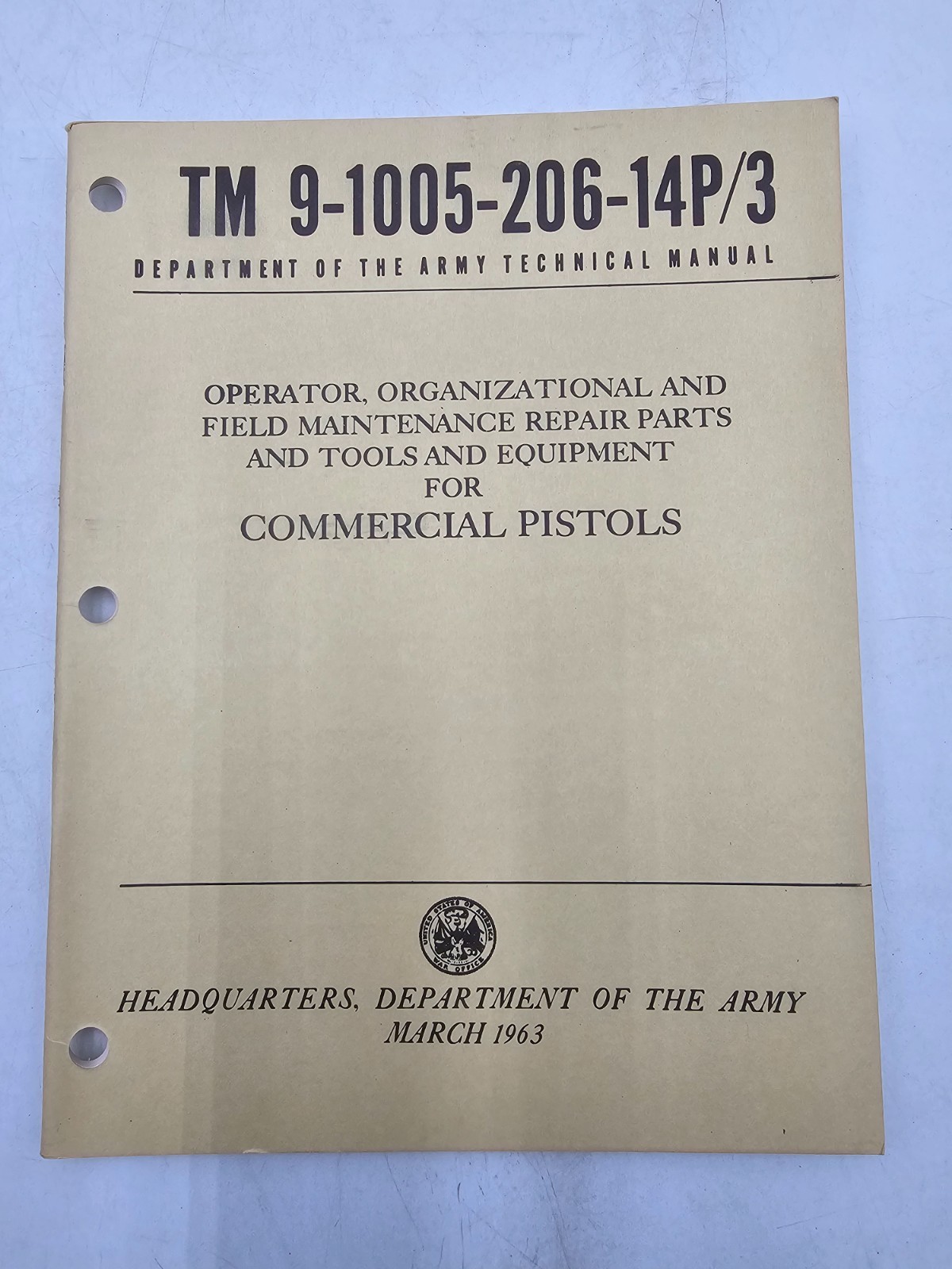 TM 9-1005-206-14P/3 Operator, Organizational & Field Maintenance Repair Pistols