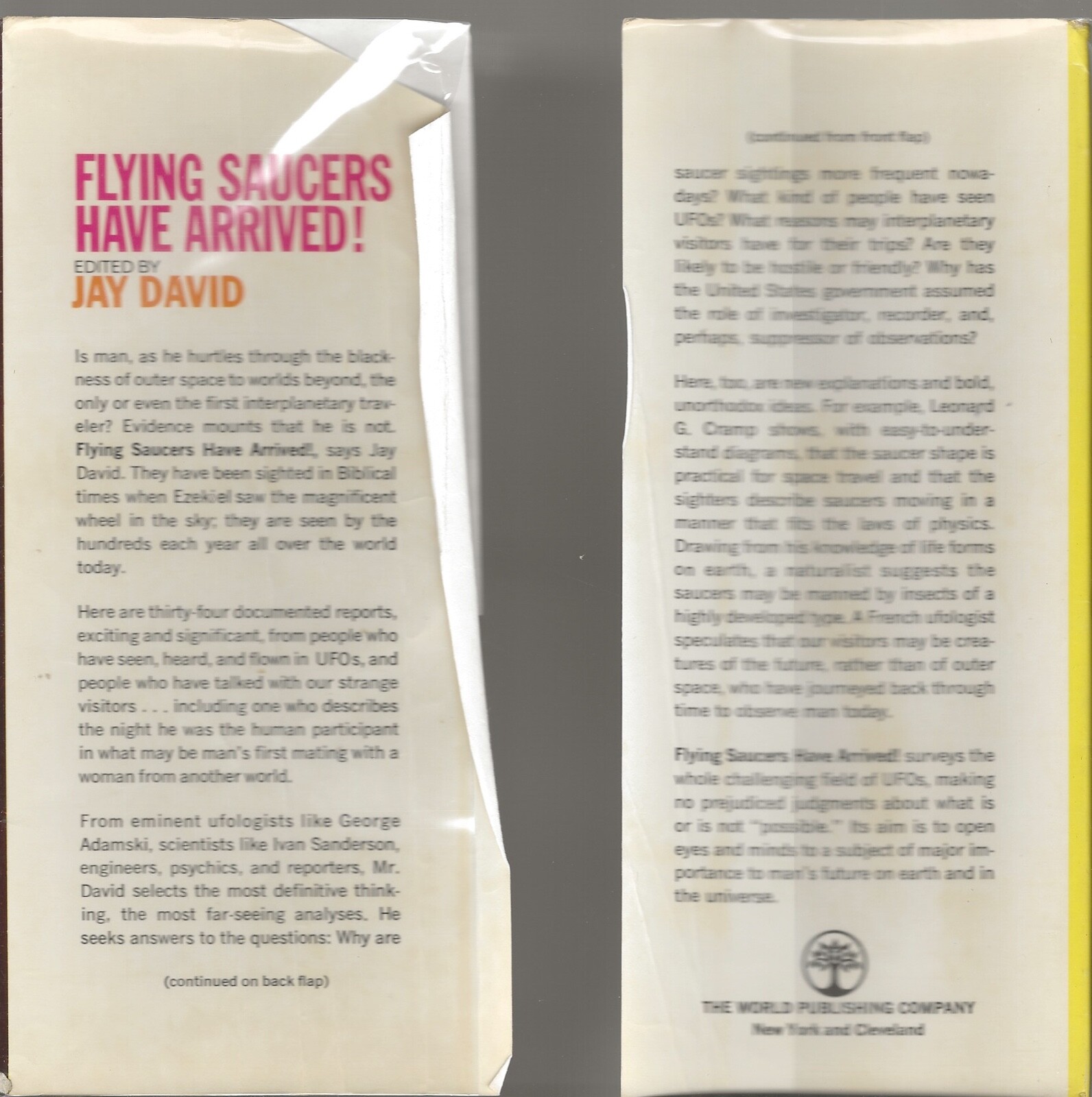 FLYING SAUCERS HAVE ARRIVED! 30 DOCUMENTED REPORTS JAY DAVID 1970 HARDCOVER DJ