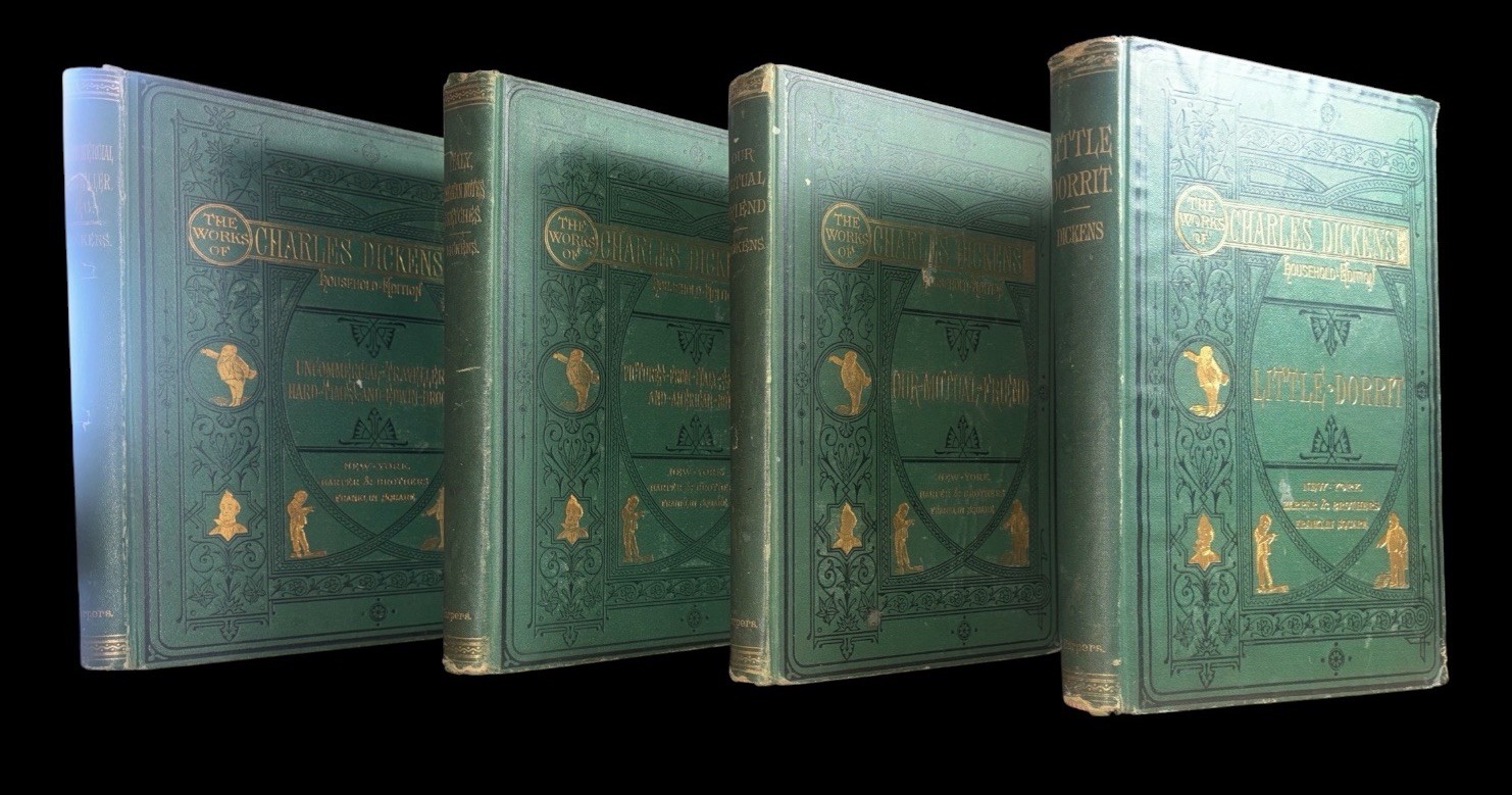 Charles Dickens Household Edition Lot 4 HC 1873-77 Harper Victorian Illustrated