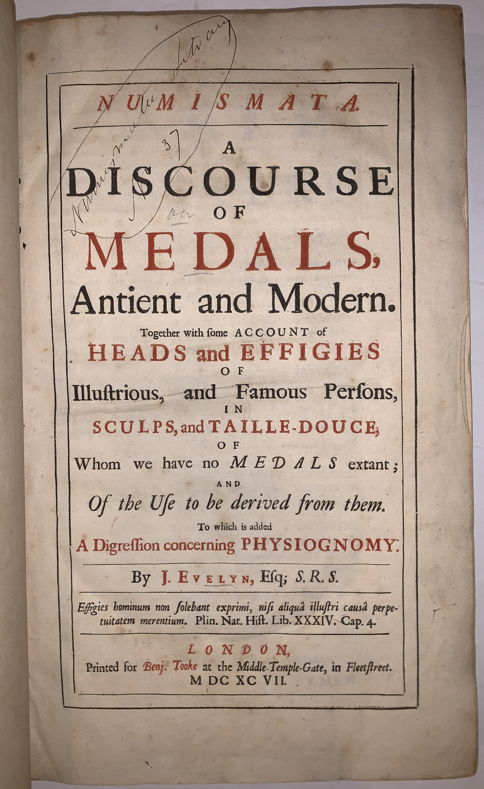 1697, ROBERT MORRIS COPY, ORDER OF THE EASTERN STAR, COINS, JOHN EVELYN, FOLIO