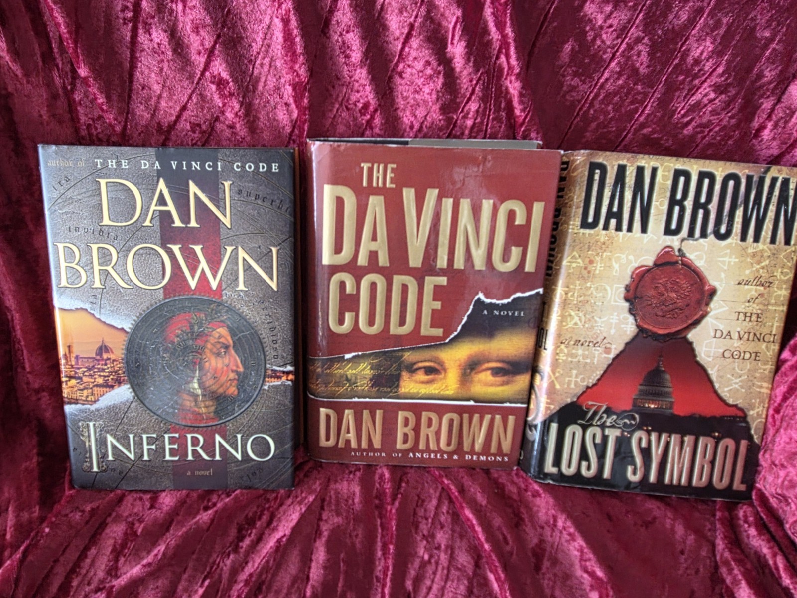 Dan Brown 3 Book Set. DaVinci Code, The Lost Symbol And Inferno Hardcover VG