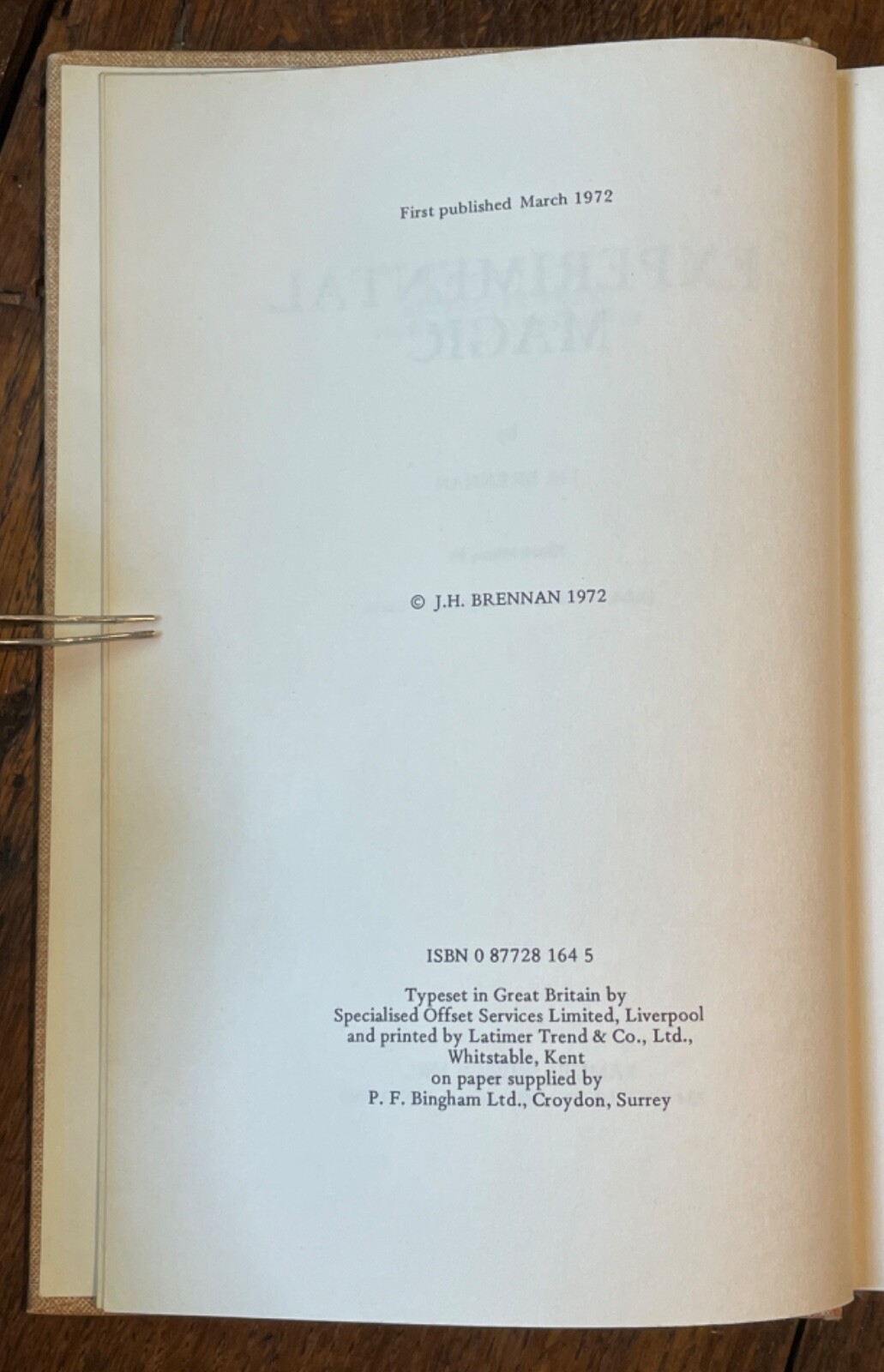 EXPERIMENTAL MAGIC – Brennan, 1st 1972 – LOW and HIGH MAGICK, OCCULT, SPIRIT