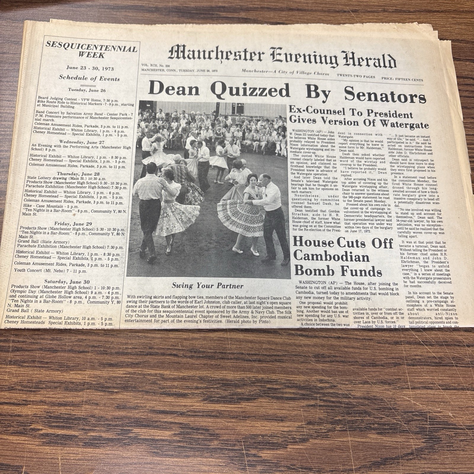 Manchester CT Sesquicentennial Week – 1973 Evening Herald Newspaper CT History