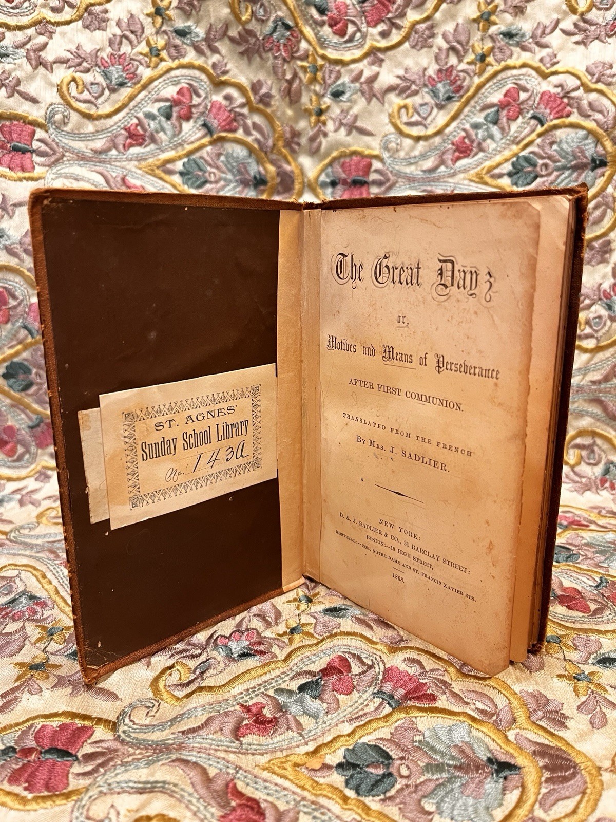 The Great Day by Mrs. J. Sadlier, Sadlier, 1868, Leather, Illustrated