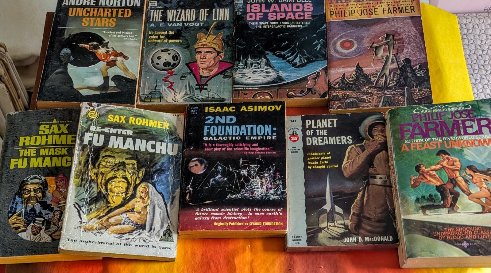 Vintage Sci-Fi Fantasy Pulp Pb Books Lotx9 Asimov Campbell Norton VanVogt Farmer