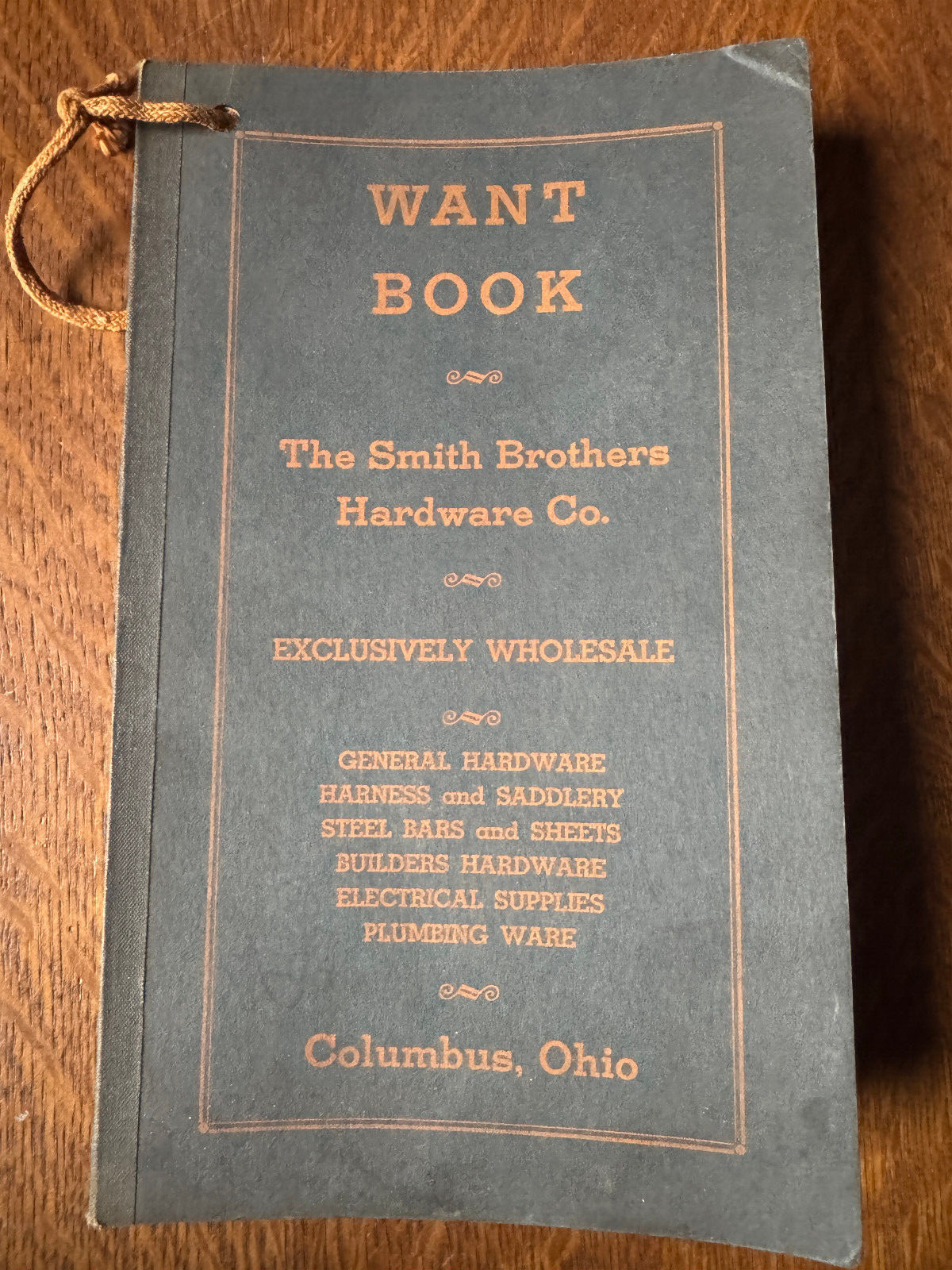 Smith Brothers Hardware Want Book Columbus Ohio 1930s-ish