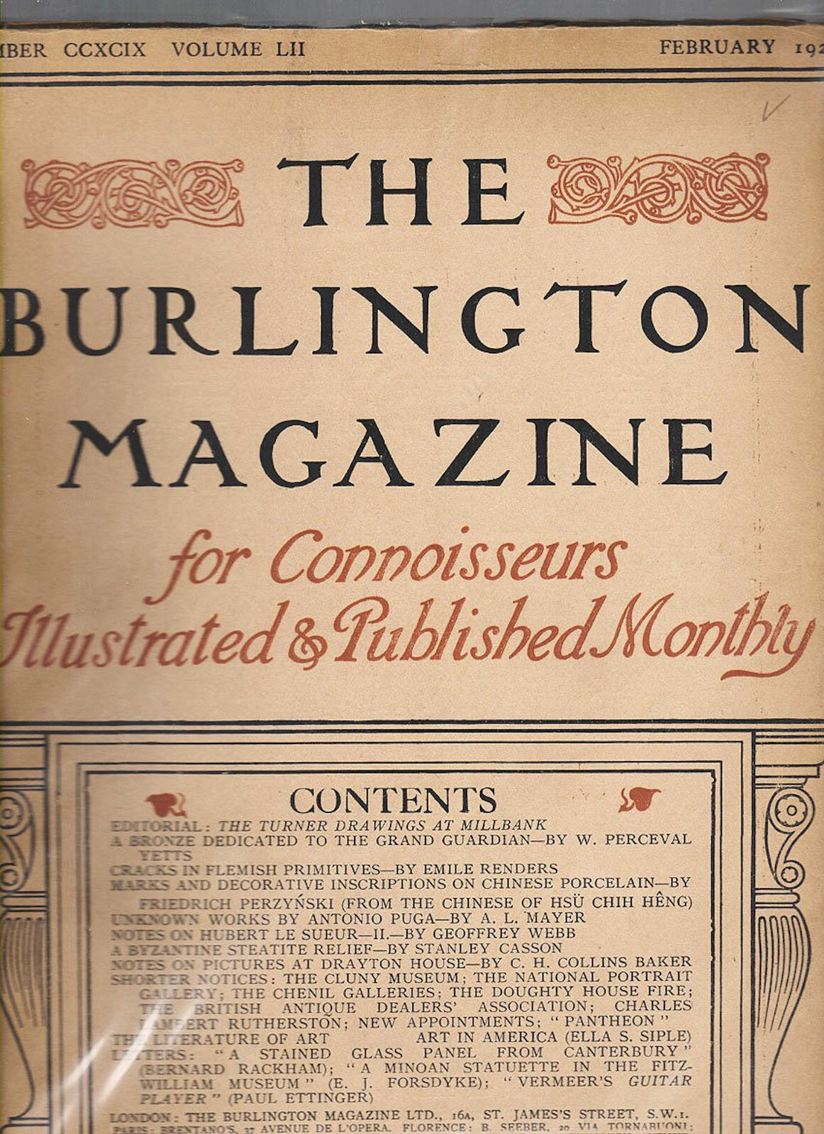 Burlington Magazine for Connoisseurs Illustrated, London, UK, 2 Issues, 1928