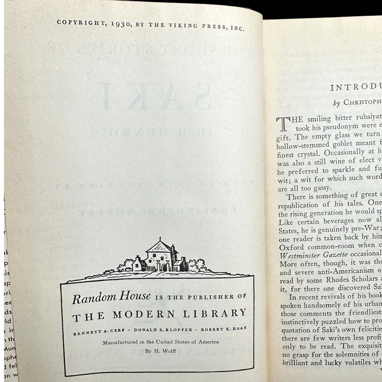 The Short Stories of Saki H. H. Munro Modern Library Vintage Hardcover Book 280